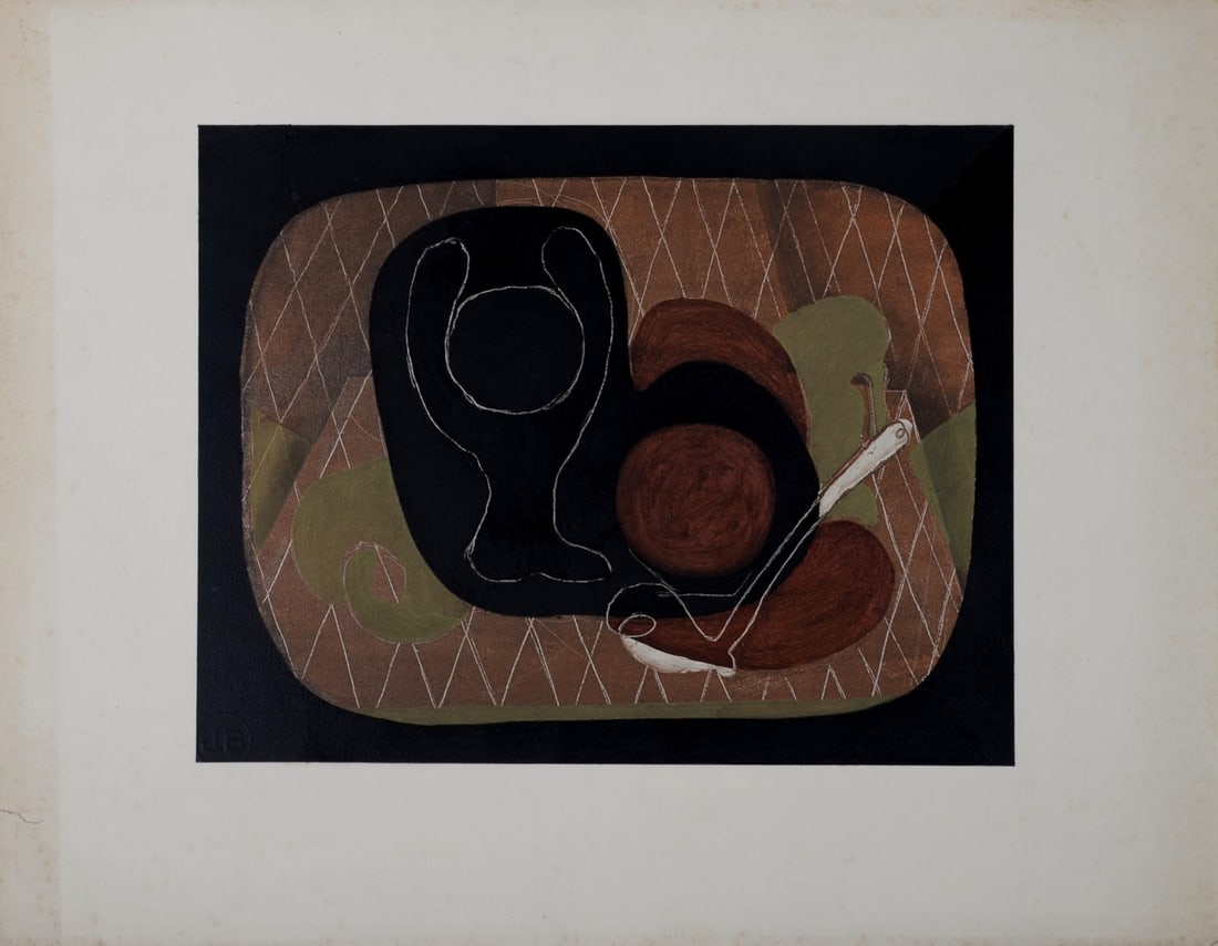 Georges Braque : Nature morte, 1933: Georges Braque (1882-1963)Nature morte, 1933Pochoir on Velin d'Arches paper, after 1931 Georges Braque's oil painting.Jeanne Bucher's blind stamp bottom left.J.B's watermark lower upper left & Arches'