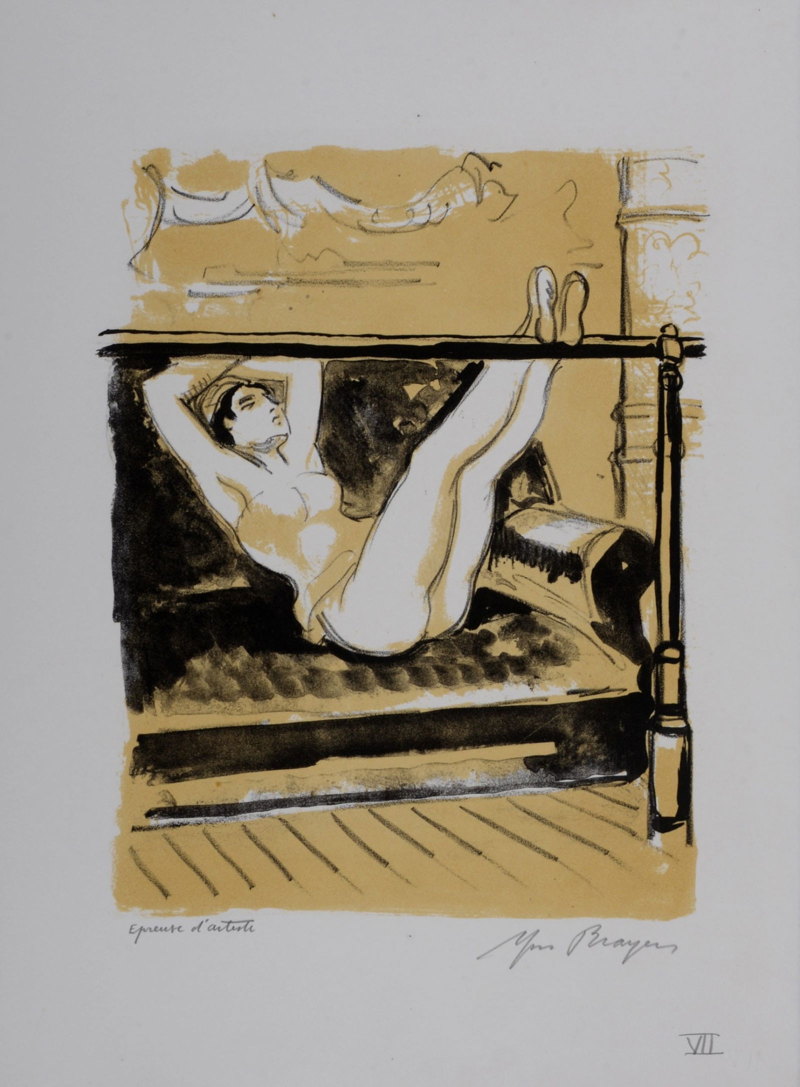Yves Brayer - Le repos au foyer de la danse #VII, 1949: Yves Brayer (1907-1990)Le repos au foyer de la danse #VII, 1949Lithograph in colors on BFK Rives paper.Hand-signed in pencil lower right margin.Annotated in pencil "Epreuve d'artiste" (Artist's proof)