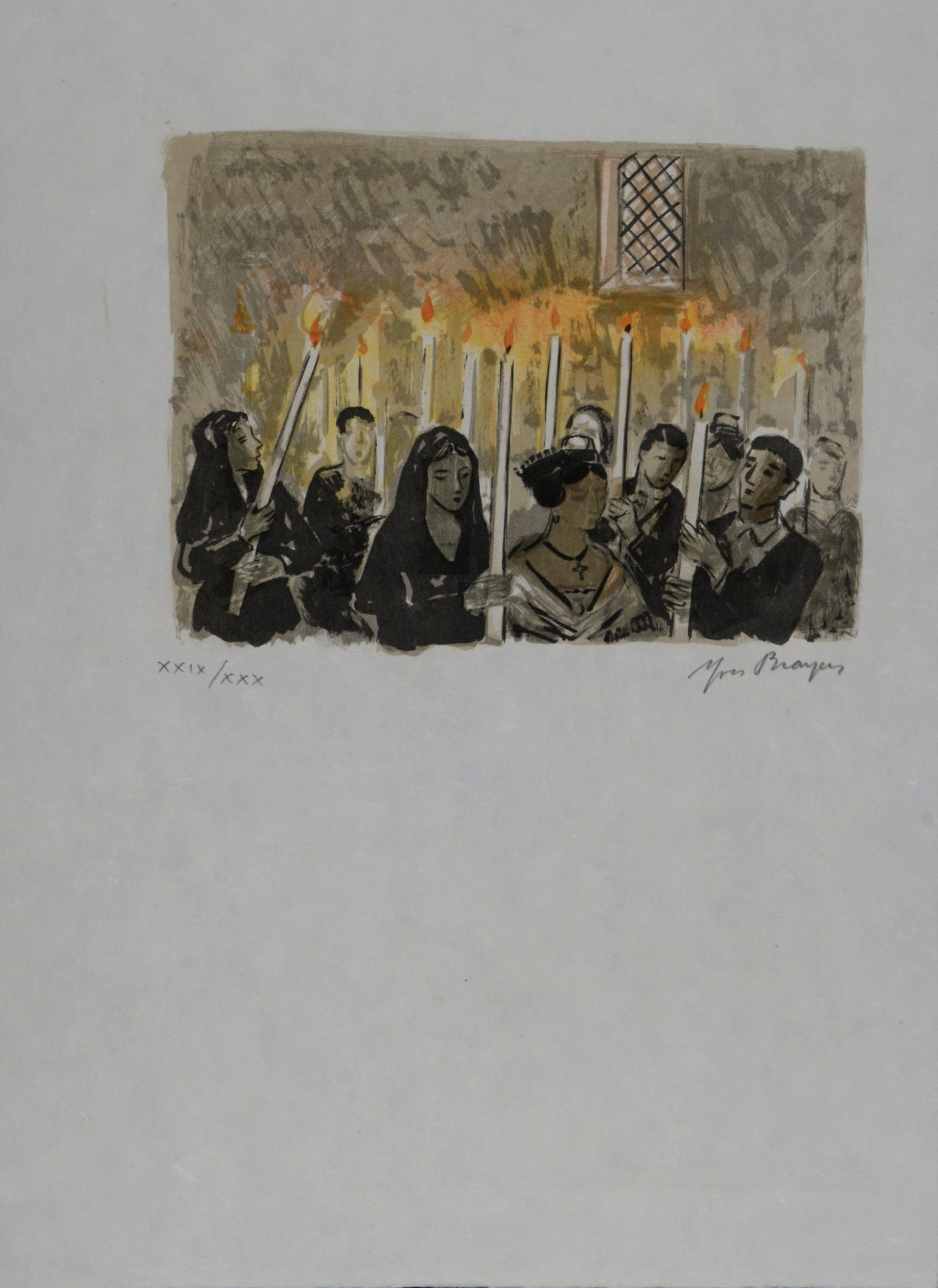 Yves Brayer : Les Saintes-Maries de la mer, 1963 - Hand-signed: Yves Brayer (1907-1990)Les Saintes-Maries de la mer, 1963Lithograph in colors on Japan paper.Hand-signed on the bottom right of the image.Hand-numbered XXIX / XXX on the bottom left of the image.Dimen