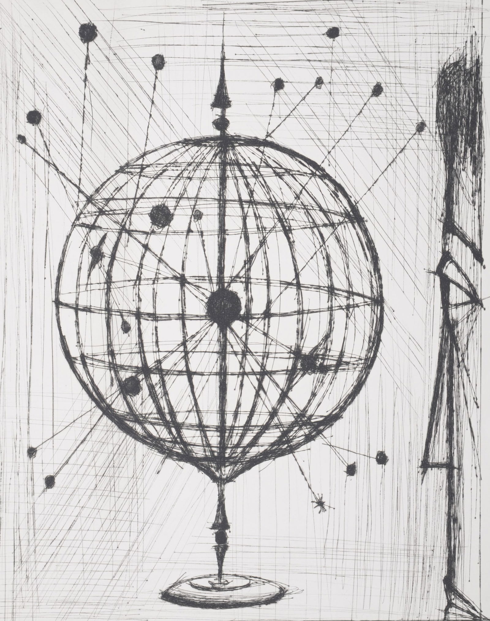 Bernard Buffet - Voyages fantastiques de Cyrano de Bergerac, 1958: Bernard Buffet (1928-1999)Voyages fantastiques de Cyrano de Bergerac, 1958 Original etching (drypoint) on Velin paper.Edition of 281.Dimensions:+ Size of the sheet: 40.7 x 32.5 cm / 16 x 12.8 in.From