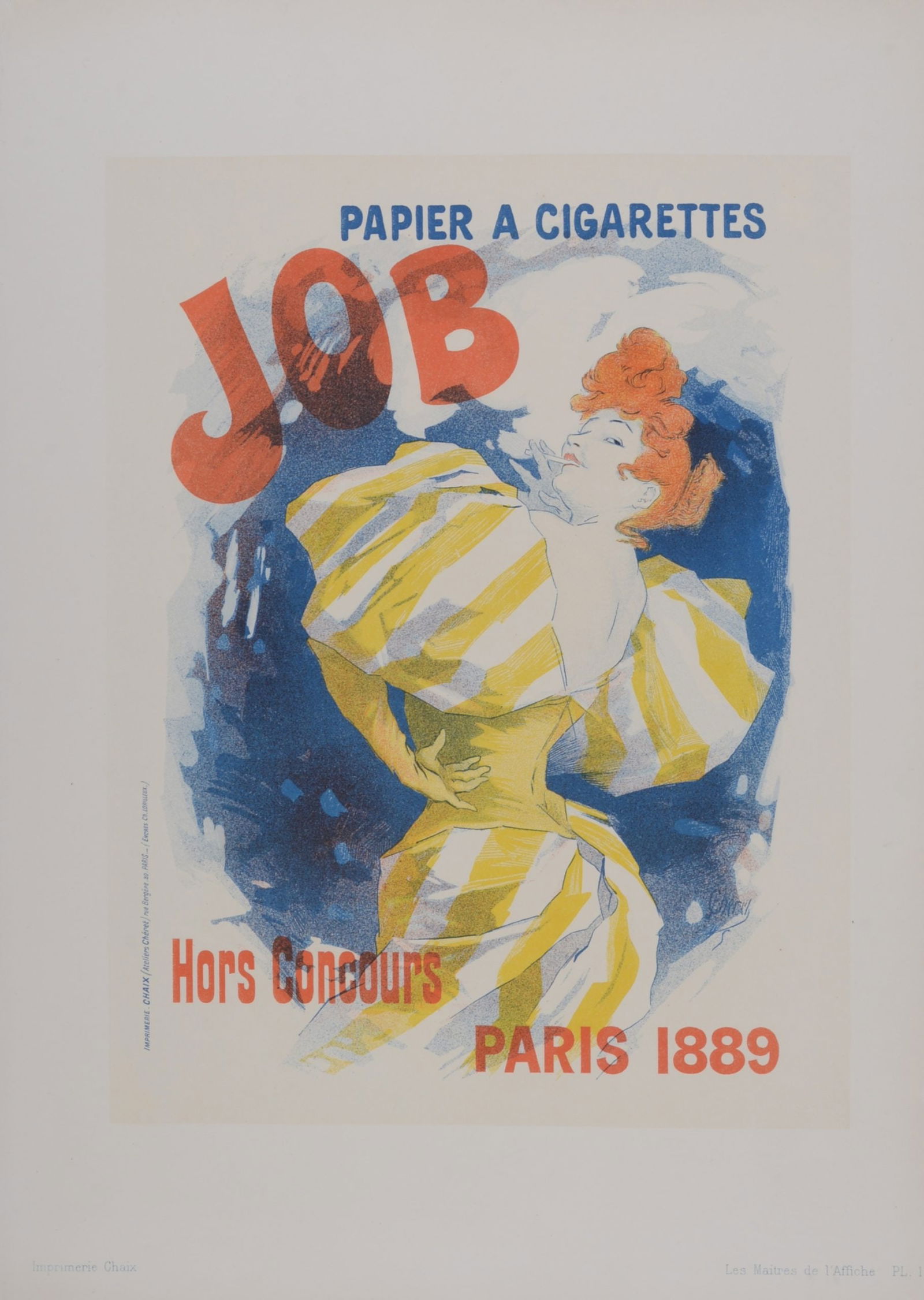 Jules Cheret - Les Maitres de l'Affiche : Papier a Cigarettes Job, 1896: Jules Cheret (1836-1932)Papier a Cigarettes Job, 1896.Lithograph on wove paper.Plate 1.Signed on the plate in the right.Blind stamp "Les Maitres de l'Affiche, Imprimerie Chaix" on the bottom right cor