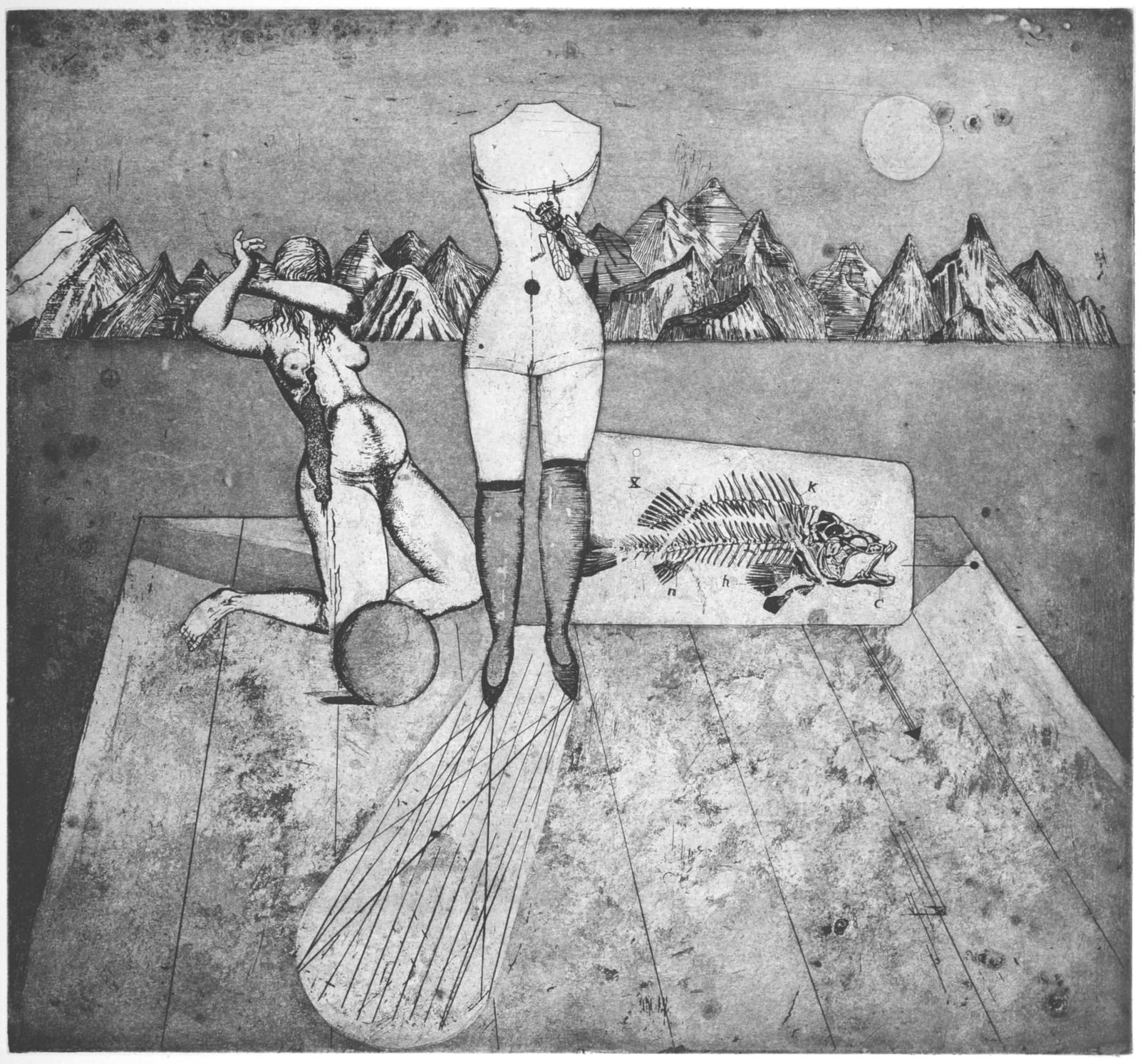 Gotthard-Johnny Friedlaender (After) - Le mannequin, 1995: Gotthard-Johnny Friedlaender (After)Le mannequin, 1995 Original etching on zinc (eau-forte and aquatint), printed on Velin d’Arches paper.Edition of 57. Numbered « 33 » on the back.Blind stamp «