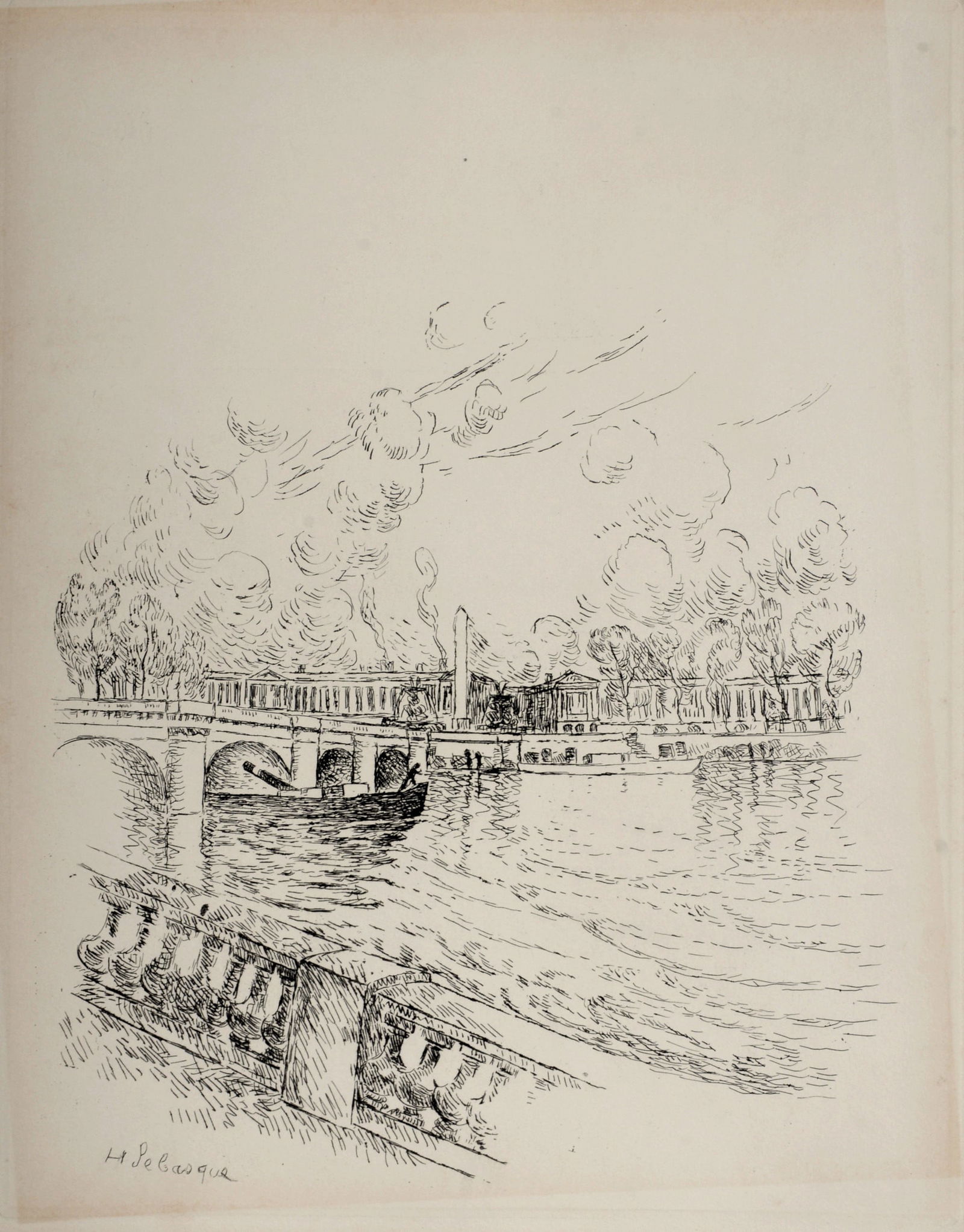 Henri Lebasque : Paris 1937 : Quai d'Orsay: Henri Lebasque (1865-1937)Paris 1937 : Quai d'OrsayEtching on Velin paper.Plate-signed lower left.Dimensions:+ Size of the sheet: 35 x 27 cm / 13.7 x 10.6 in.From a limited edition of 500 proofs for t
