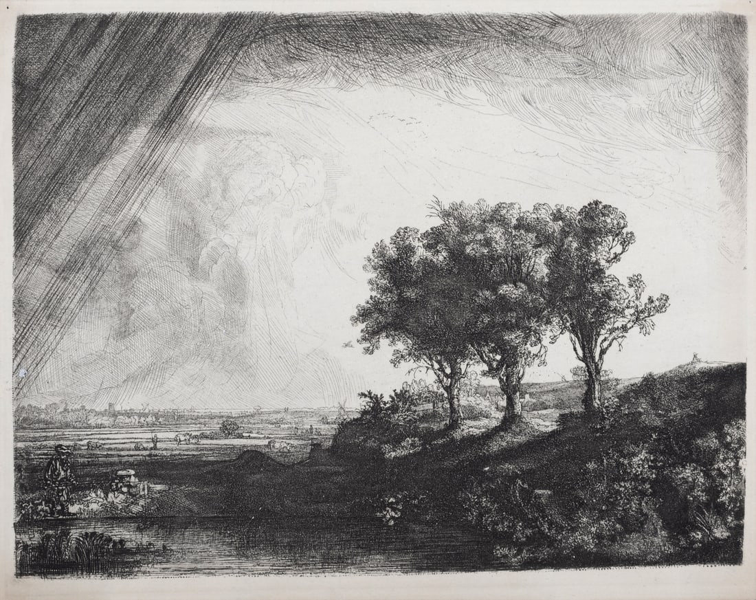 Rembrandt Van Rijn (After) (1606-1669) : Les trois arbres, circa 1870. (1 of 6)