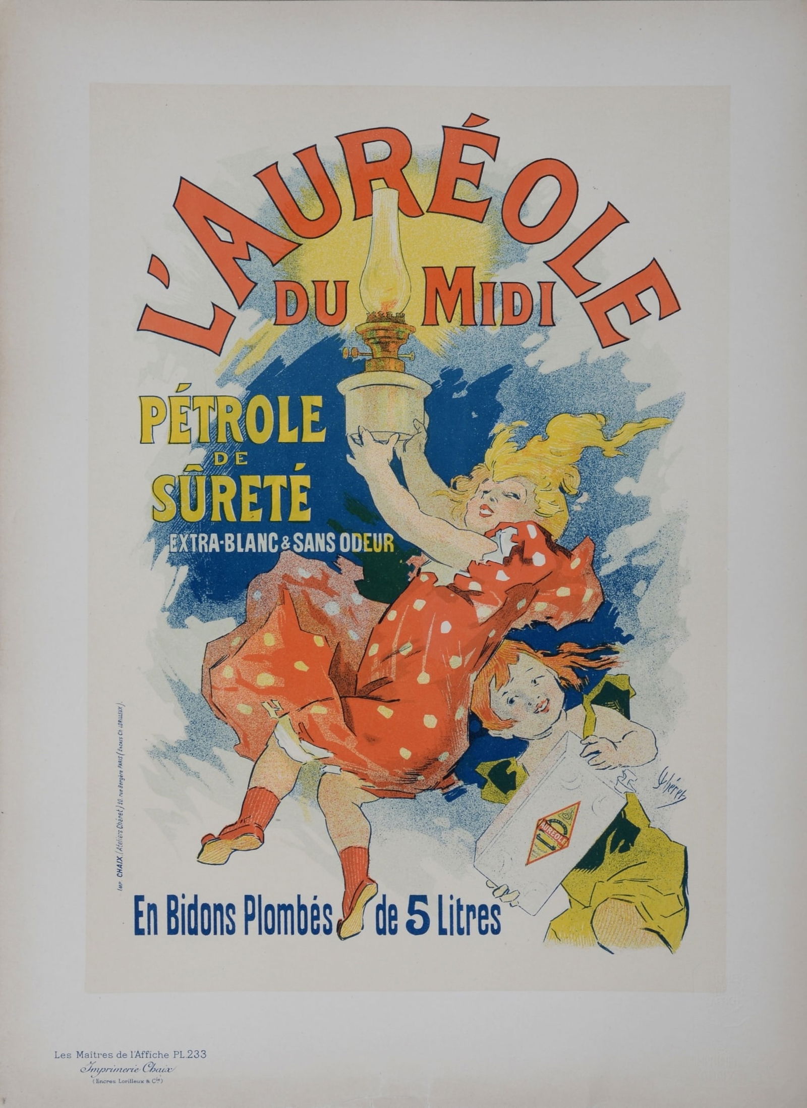 Jules Cheret : Les Maitres de L’Affiche - L'Aureole du Midi, 1900: Jules Cheret (1836-1932)L'Aureole du Midi, 1900Les Maitres de L’Affiche : PL. 233Lithograph on wove paper.Signed on the plate lower right margin.Dimensions :+ Size of the sheet : 39,4 x 28,7 cm / 15