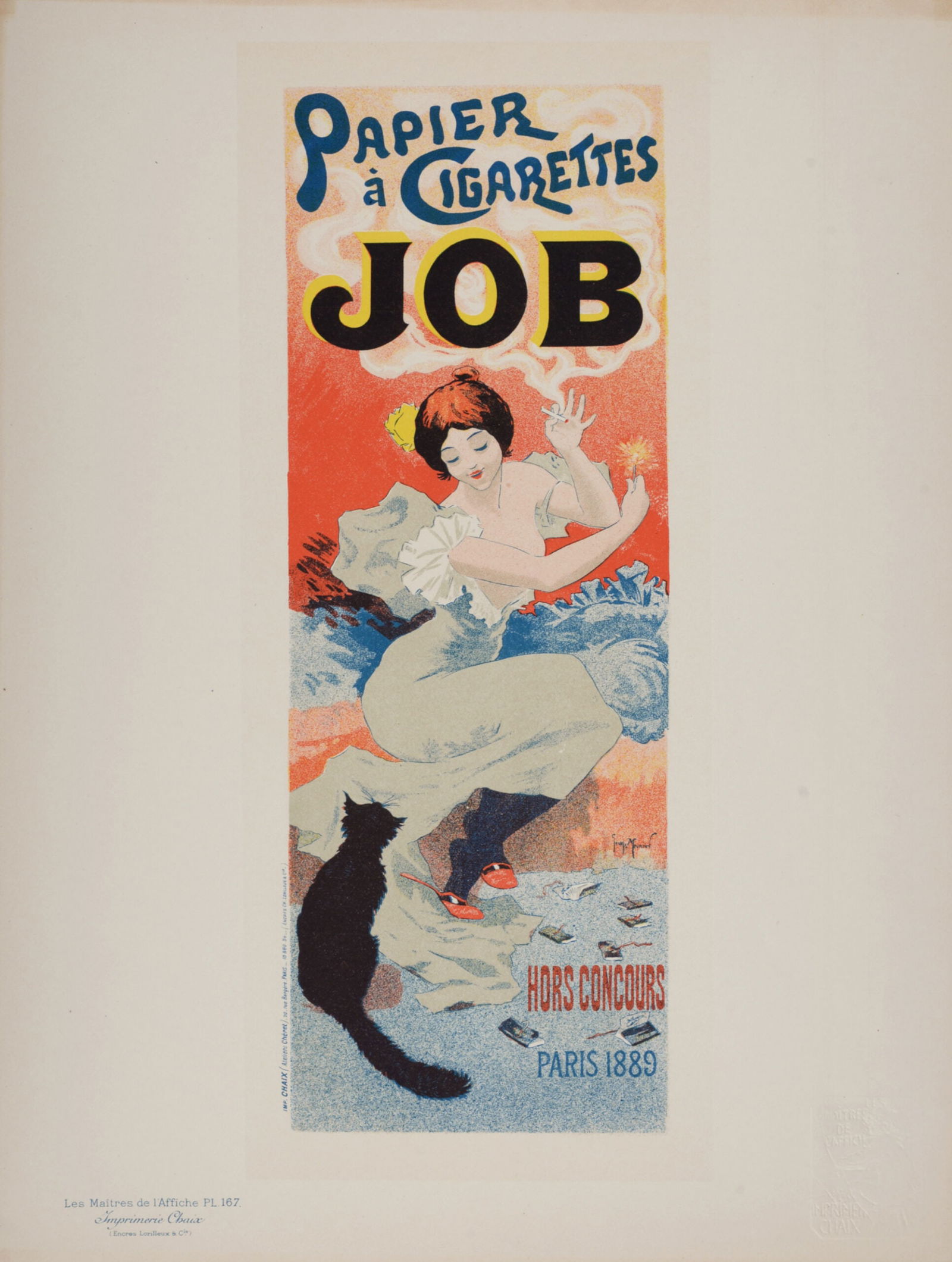 Georges Meunier : Les Maitres de L’Affiche - Papier et Cigarettes Job, 1899: Georges Meunier (1869-1942)Papier et Cigarettes Job, 1899Les Maitres de L’Affiche : PL. 167Lithograph on wove paper.Signed on the plate lower right margin.Dimensions :+ Size of the sheet : 39,4 x 28
