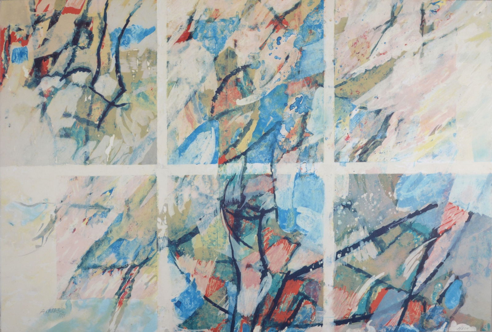 Andre Arabis (1941-) : Abstract Composition, 1992. (1 of 6)