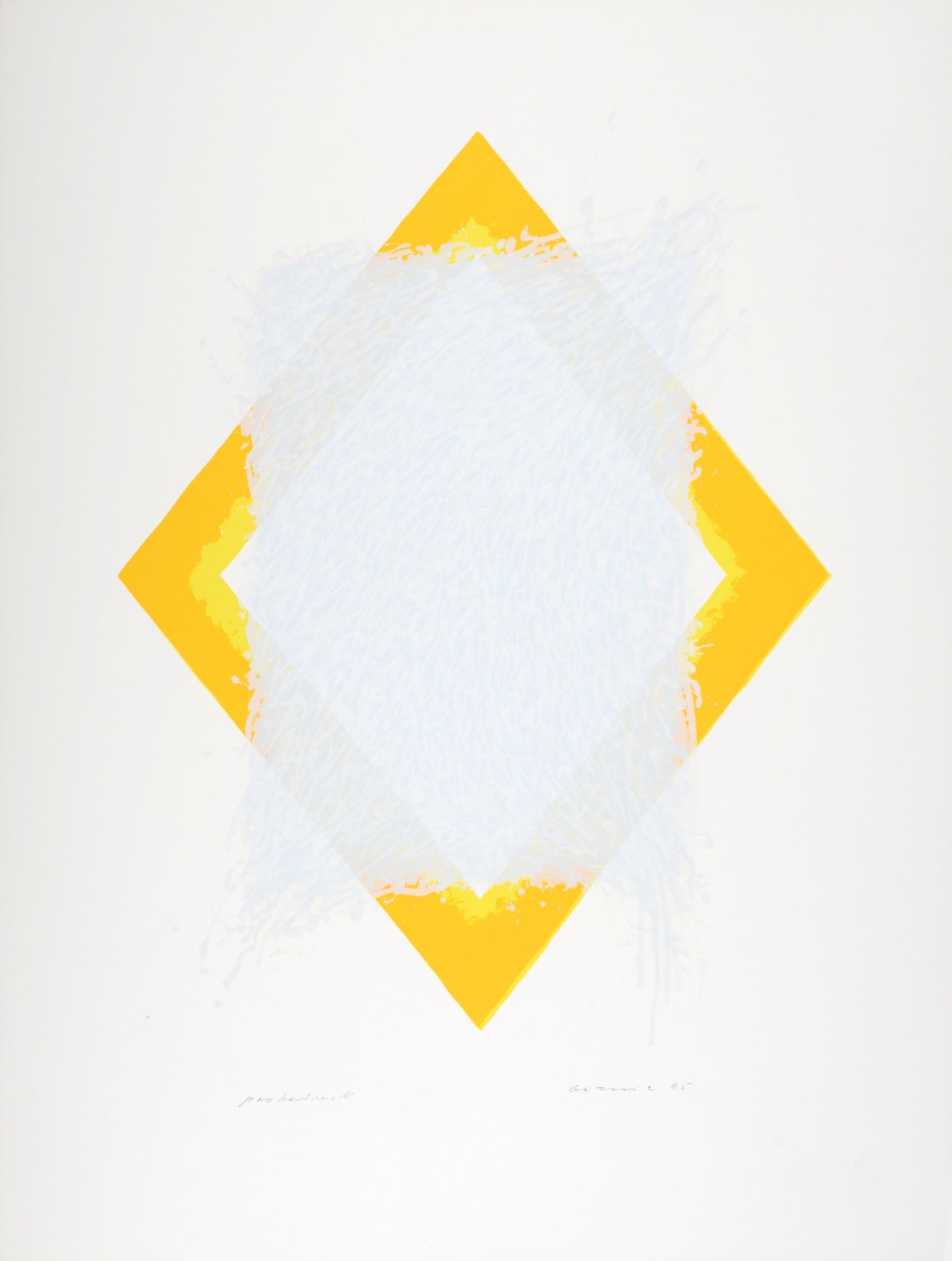 Bernd Berner : Composition #E, 1965 - Hand-signed: Bernd Berner (1930-2002)Composition #E, 1965.Original silkscreen on wove paper.Hand-signed on the bottom right of the sheet.Hand-written "Probedruck" (trial proof) on the bottom left of the sheet.Dime