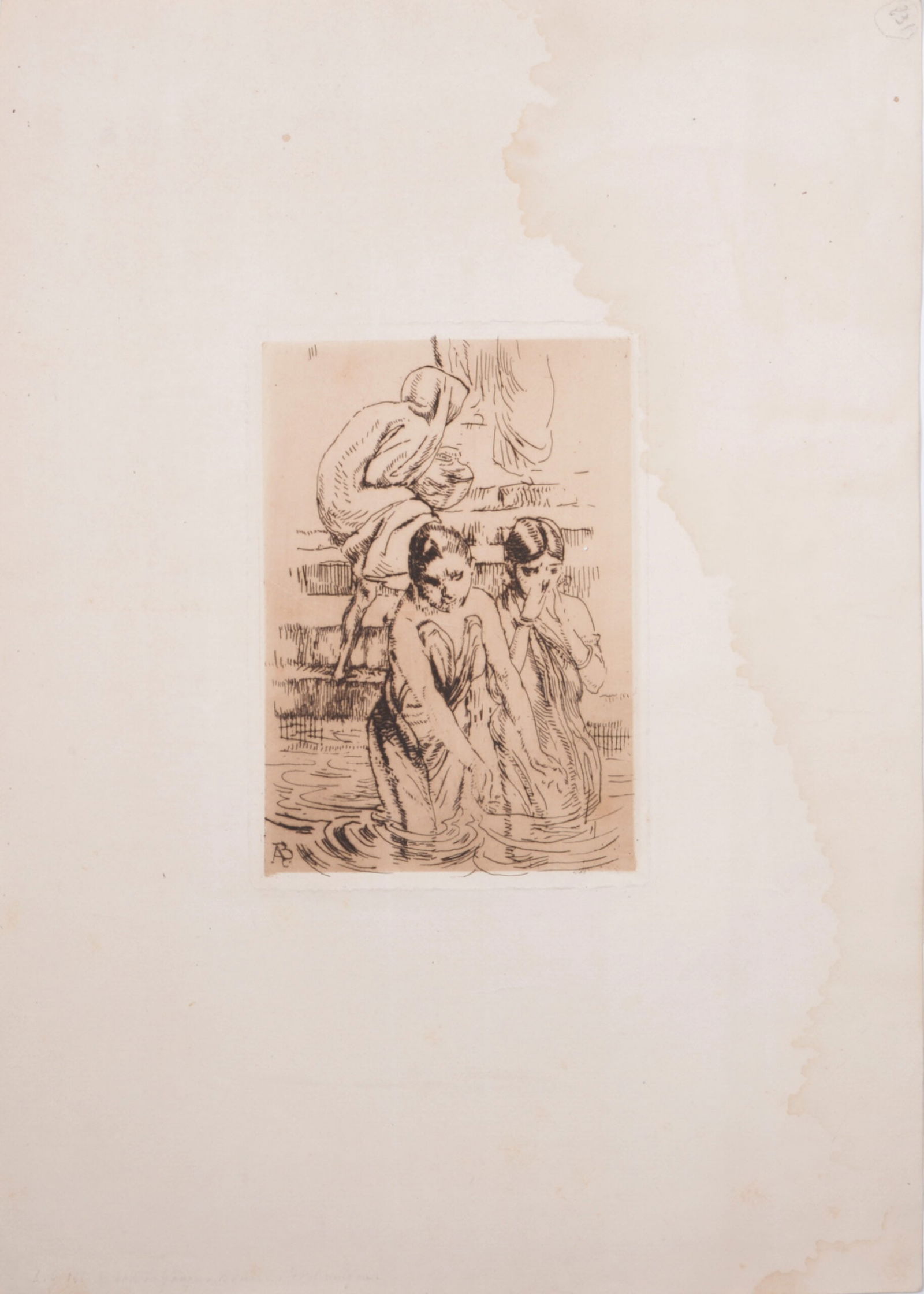 Albert Besnard - Au bord du Gange a Benares, 1912: Albert Besnard (1849-1934) Au bord du Gange a Benares, 1912 Etching and drypoint on laid paper. Signed on the plate with A.B initials lower left margin. Dimensions : + Size of the sheet: 37 x 26,5 cm