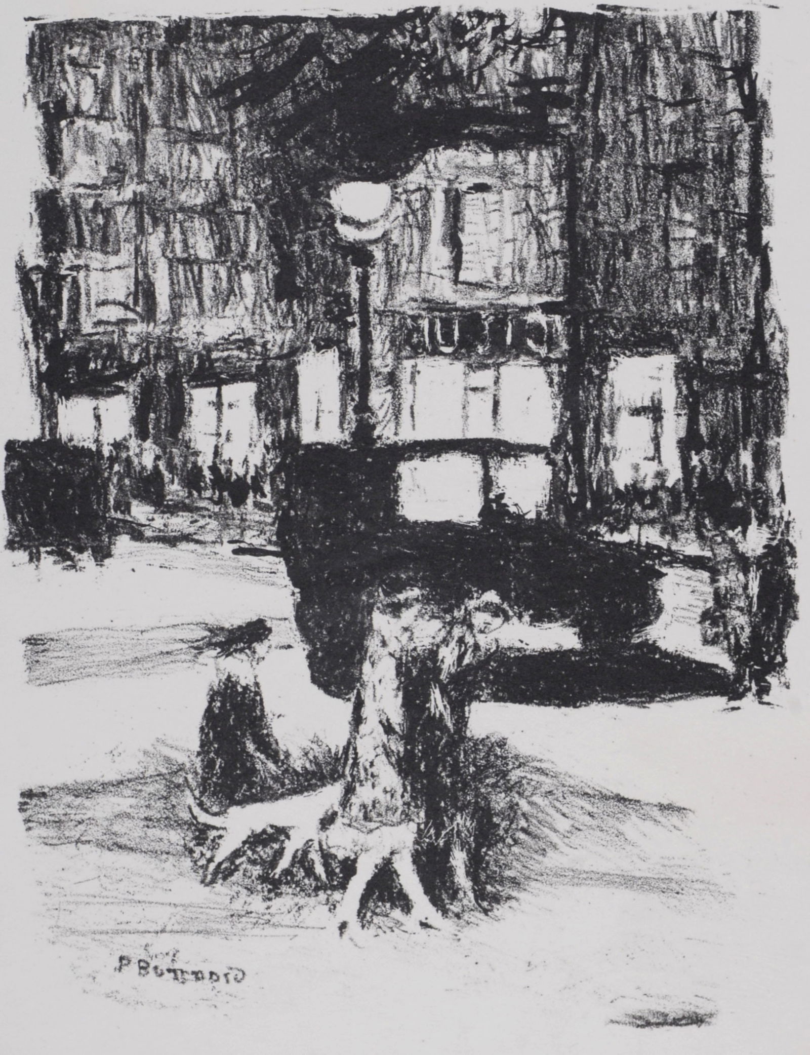 Pierre Bonnard - La Rue (Paris), 1927: Pierre Bonnard (1867-1947) La Rue (Paris), 1927 Lithograph on strong Velin paper. Signed on the plate lower left margin. Dimensions : +Size of the sheet : 32.2 x 24.5 cm / 12.6 x 9.6 in. +Size of the