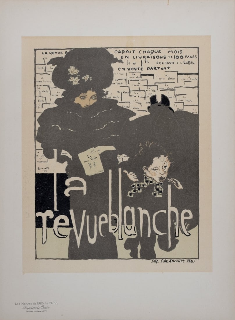 Pierre Bonnard - Les Maitres de l'Affiche : La Revue Blanche, 1896: Pierre Bonnard (1867-1947) La Revue Blanche, 1896 Les Maitres de L’Affiche : PL. 38. Lithograph on Japan paper. Signed on the plate. Dimensions : + Size of the sheet : 39,4 x 28,7 cm / 15,5 × 11,3