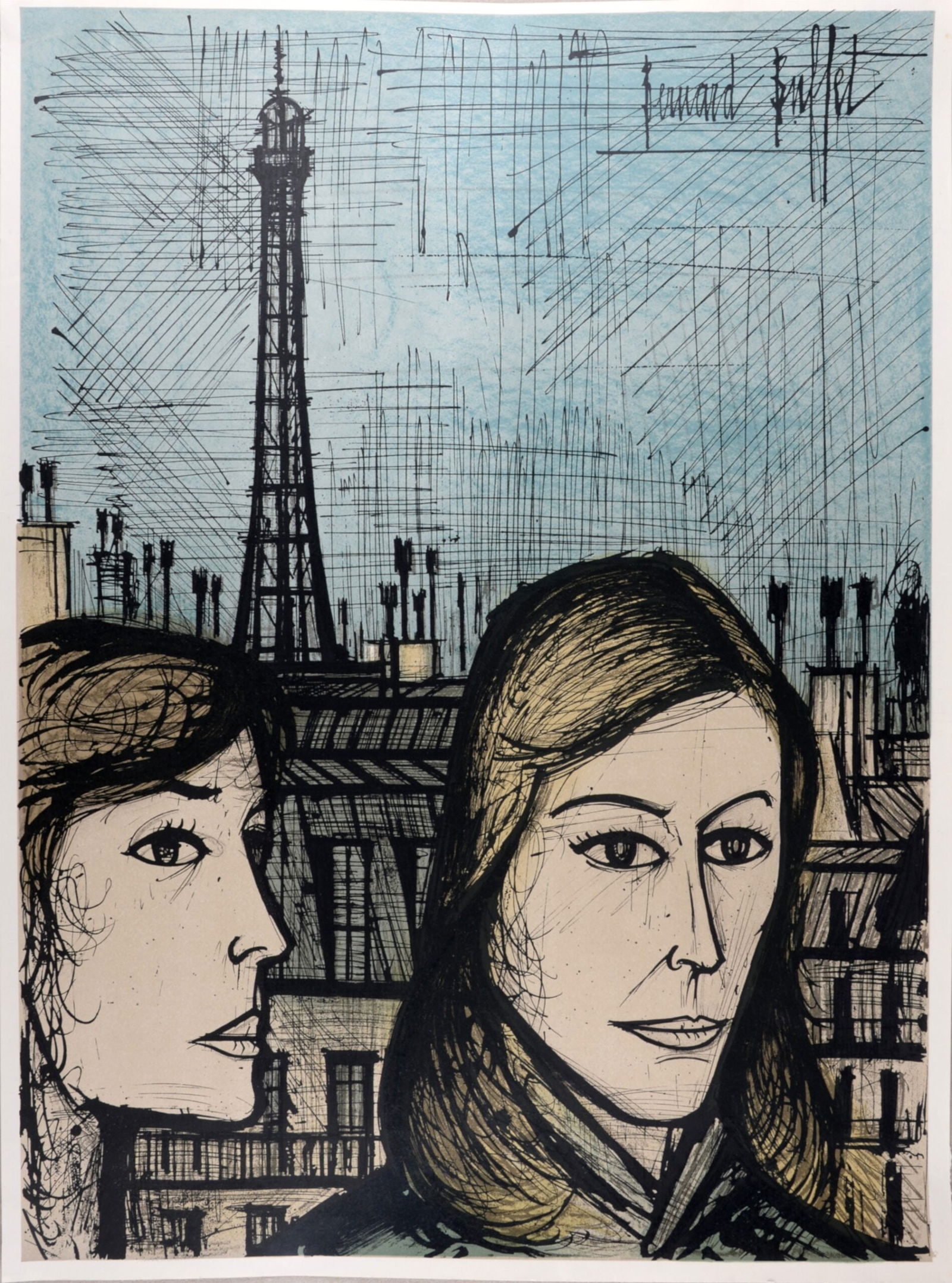 Bernard Buffet : Les Parisiennes, 1958: Bernard Buffet (1928–1999)Les Parisiennes, 1958Lithograph in colors on poster paperPlate-signed upper right margin.Dimensions:+Size of the sheet : 55,8 x 41,8 cm / 22 × 16,5 inPrinted by Mourlot fo