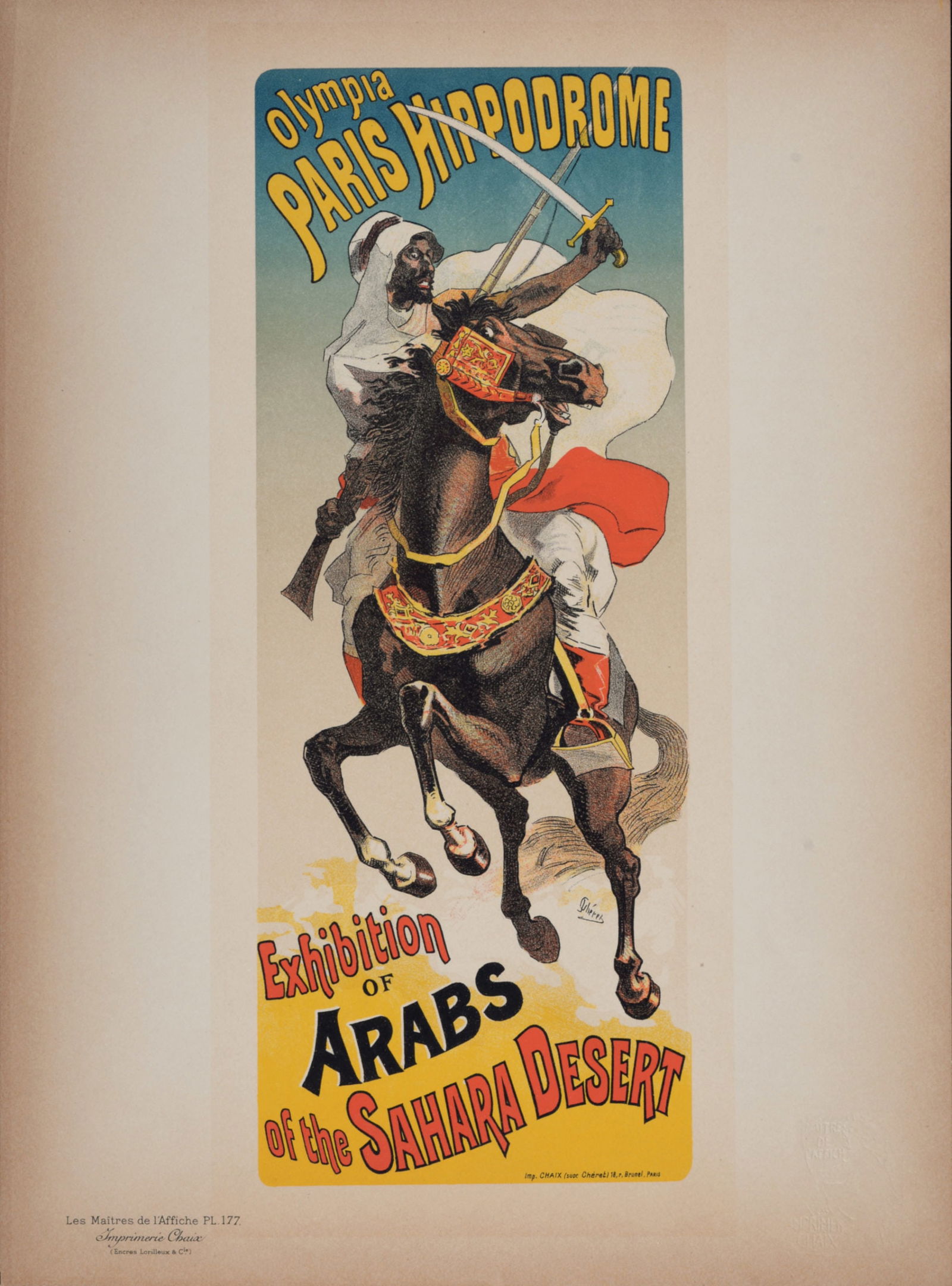 Jules Cheret - Les Maitres de l'Affiche : Olympia Paris Hippodrome - Exhibition of Arabs, 1899 (1 of 4)