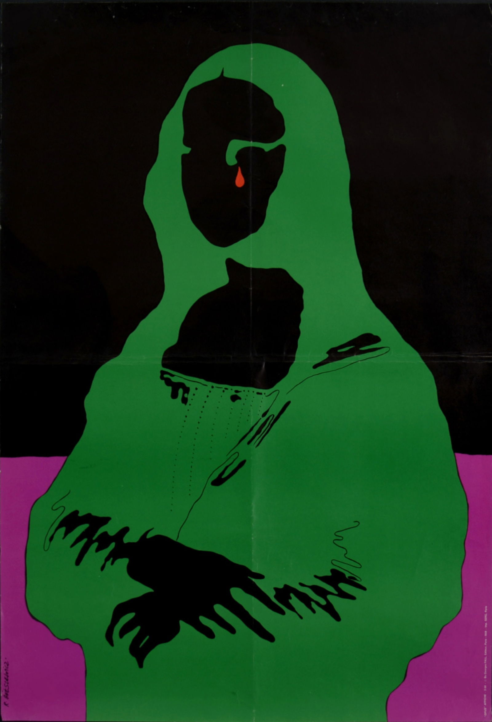 Roman Cieslewicz - Mona Lisa, 1968 - Scarce!: Roman Cieslewicz (1930-1996)Mona Lisa, 1968 Large silkscreen poster on poster paper. Scarce!First printing.Signed on the plate lower left margin & numbered 3/68 on the bottom right corner.Dimensions:+