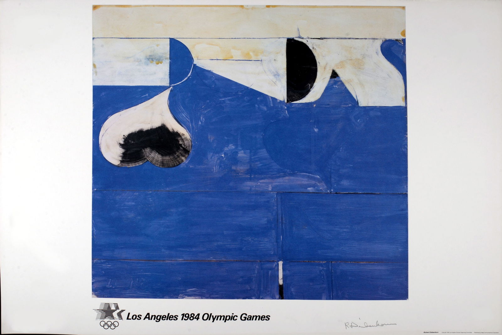 Richard Diebenkorn - Olympic Games Los Angeles, 1984 - Hand-signed: Richard Diebenkorn (1922-1993)Olympic Games Los Angeles, 1984Large original Offset lithograph poster on Parsons Diploma Parchment.Hand-signed lower right margin & signed on the plate bottom left.Editi