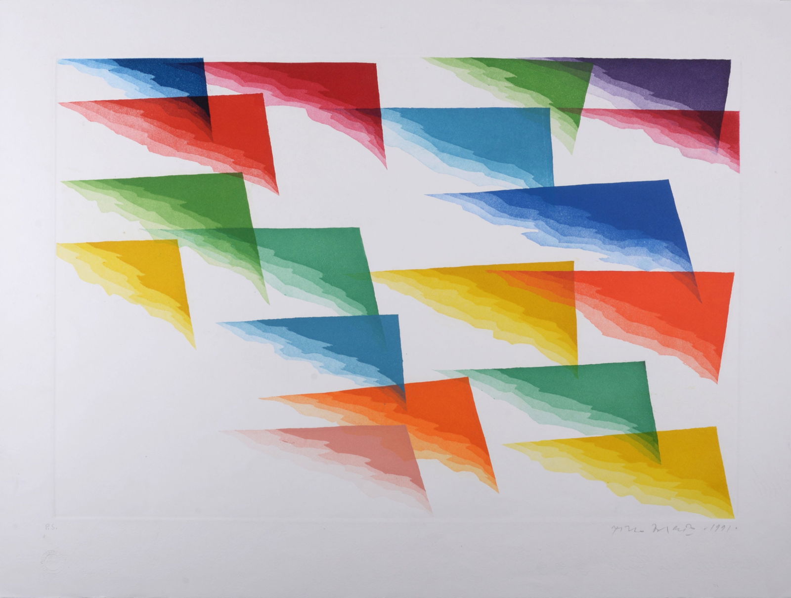 Piero Dorazio - Germania - Europa Unita, 1991 - Hand-signed: Piero Dorazio (1927-2005)Germania - Europa Unita, 1991Original zinc etching and aquatint in colors on BFK Rives paper.Hand-signed and dated in pencil lower right margin.Annotated in pencil "P. S." on