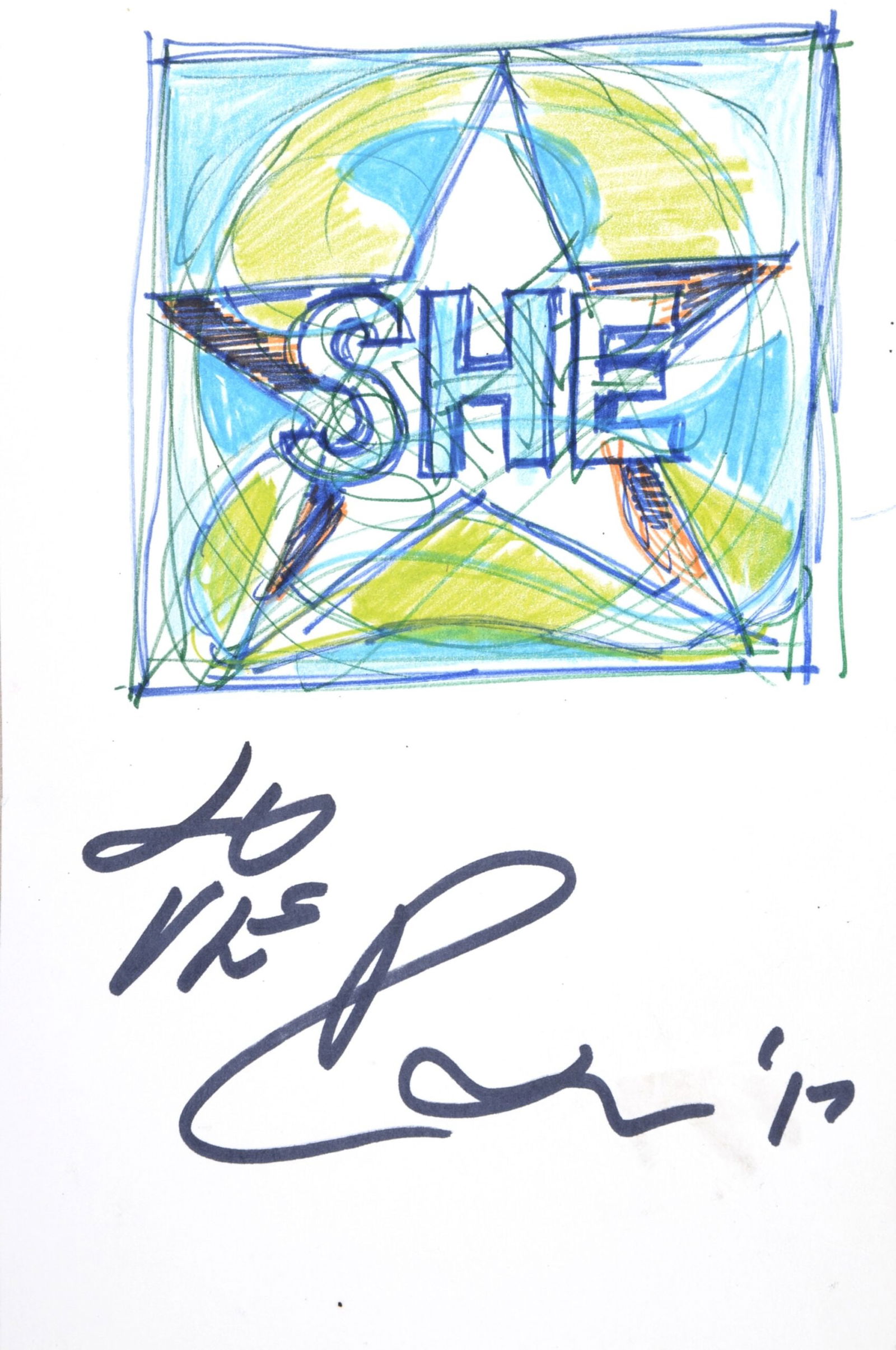 Robert Indiana : SHE Study, circa 1960- Hand-signed (1 of 5)
