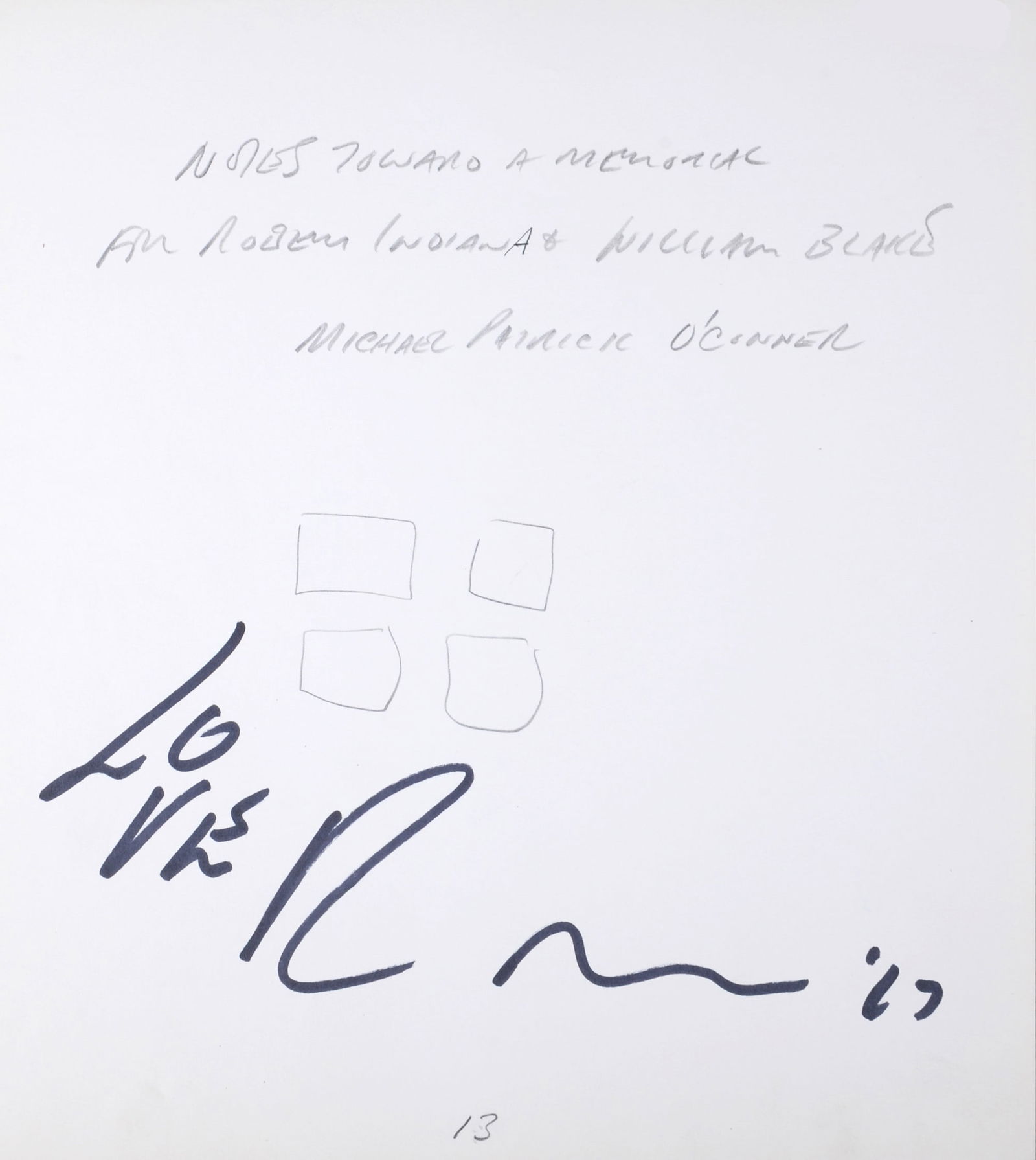 Robert Indiana : Indiana Graphics #13, 1969 - Original Double-Sided Sketch (1 of 5)