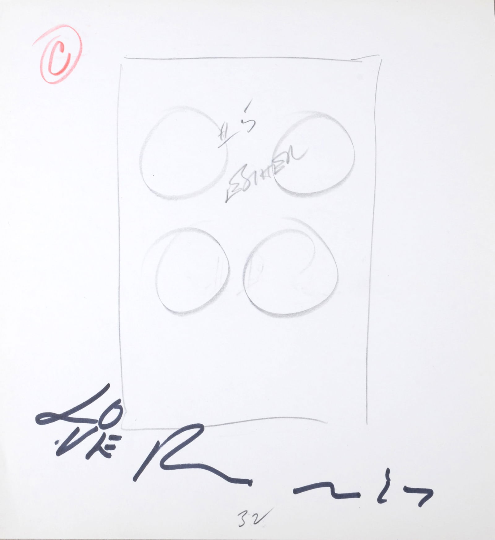 Robert Indiana : Indiana Graphics #32, 1969 - Original Double-Sided Sketch (1 of 5)