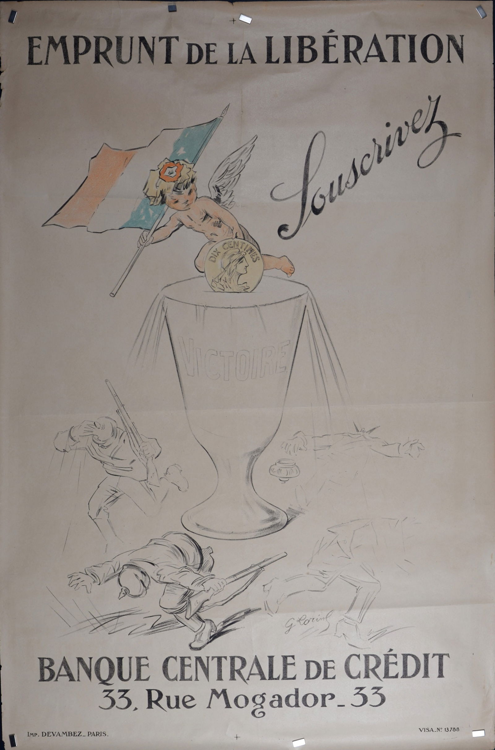 Georges Lorin : Emprunt de la Liberation, Souscrivez, Banque Centrale de Credit, 1918 (1 of 5)