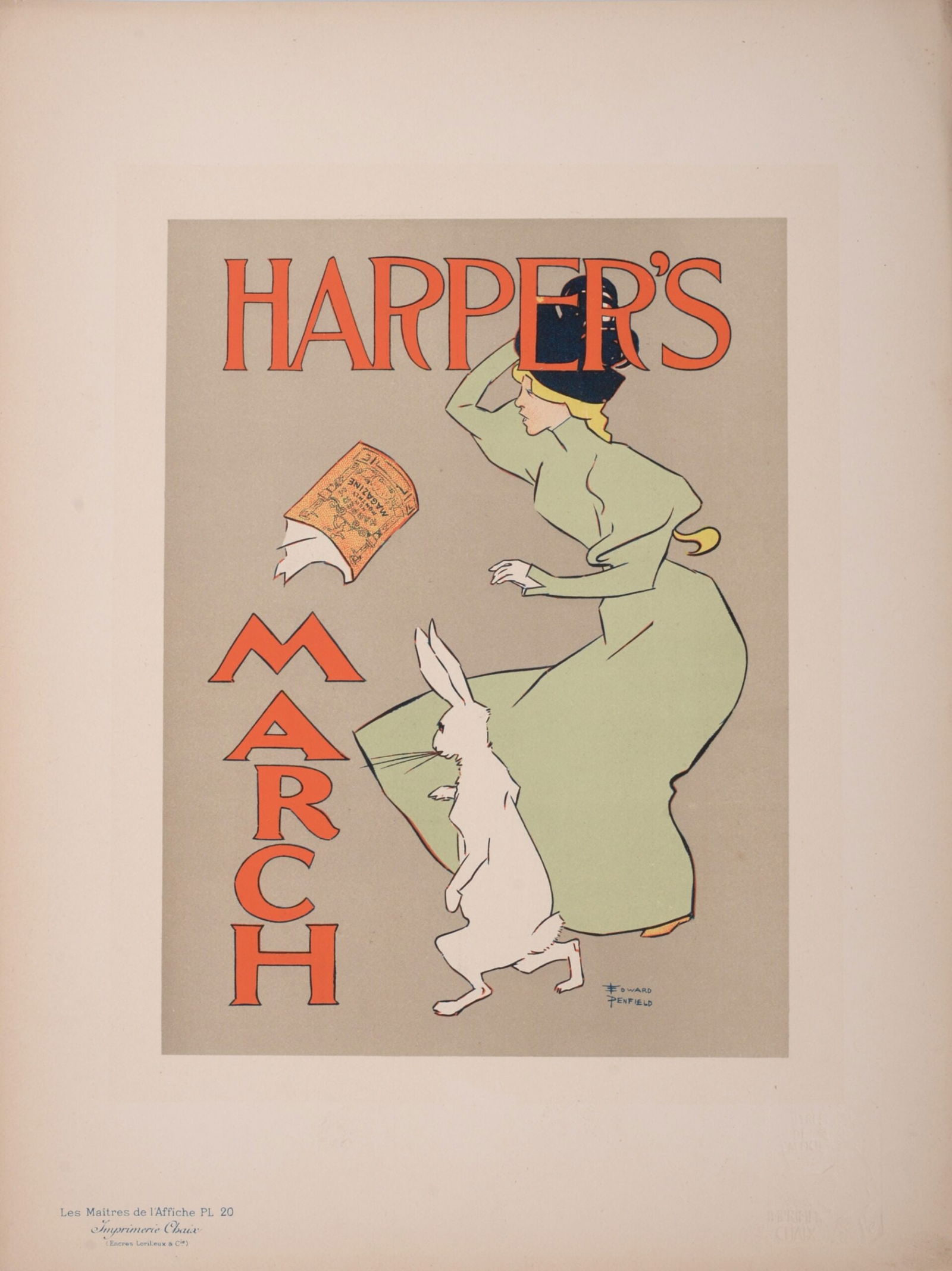 Edward Penfield : Les Maitres de L’Affiche - Harper's Magazine, 1896: Edward Penfield (1866-1922)Harper's Magazine, 1896Les Maitres de L’Affiche : PL. 20Lithograph on wove paper.Signed on the plate lower right margin.Dimensions :+ Size of the sheet : 39,4 x 28,7 cm /