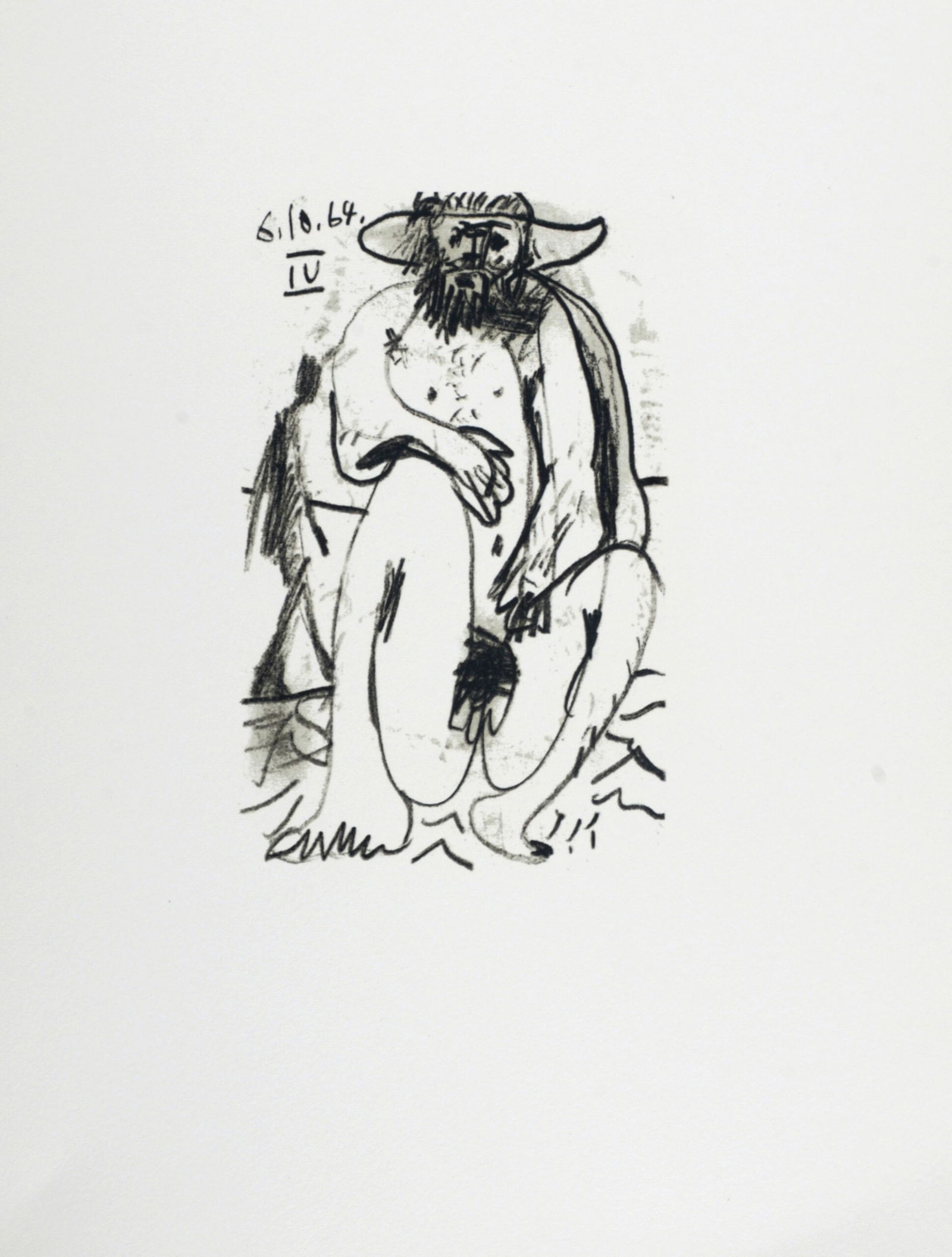 Pablo Picasso (After) Le Gout du Bonheur (IV), 1970: Pablo Picasso (After)Le Gout du Bonheur (IV), 1970 Lithograph on Velin d'Arches paper, after 1964 Pablo Picasso's drawing.Not signed Dated on the plate top right.Dimensions:+ Size of the sheet: 32,5 x