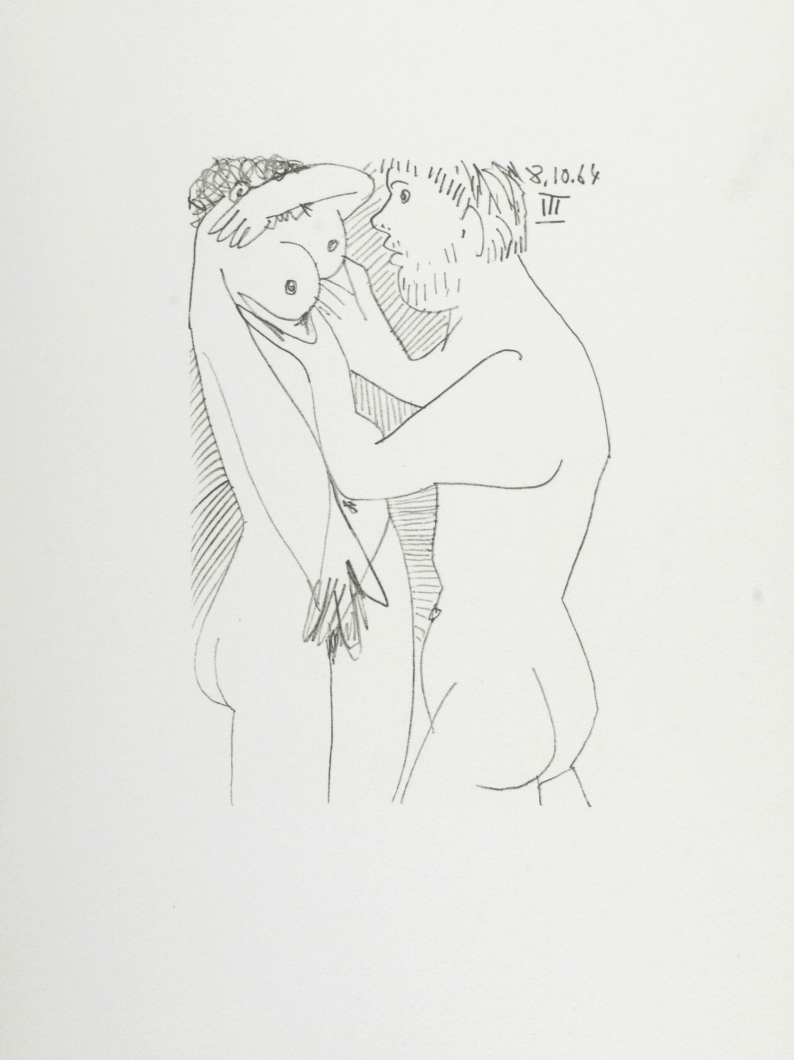 Pablo Picasso (After) Le Gout du Bonheur (XXI), 1970: Pablo Picasso (After)Le Gout du Bonheur (XXI), 1970 Lithograph on Velin d'Arches paper, after 1964 Pablo Picasso's drawing.Not signed Dated on the plate top right.Dimensions:+ Size of the sheet: 32,5