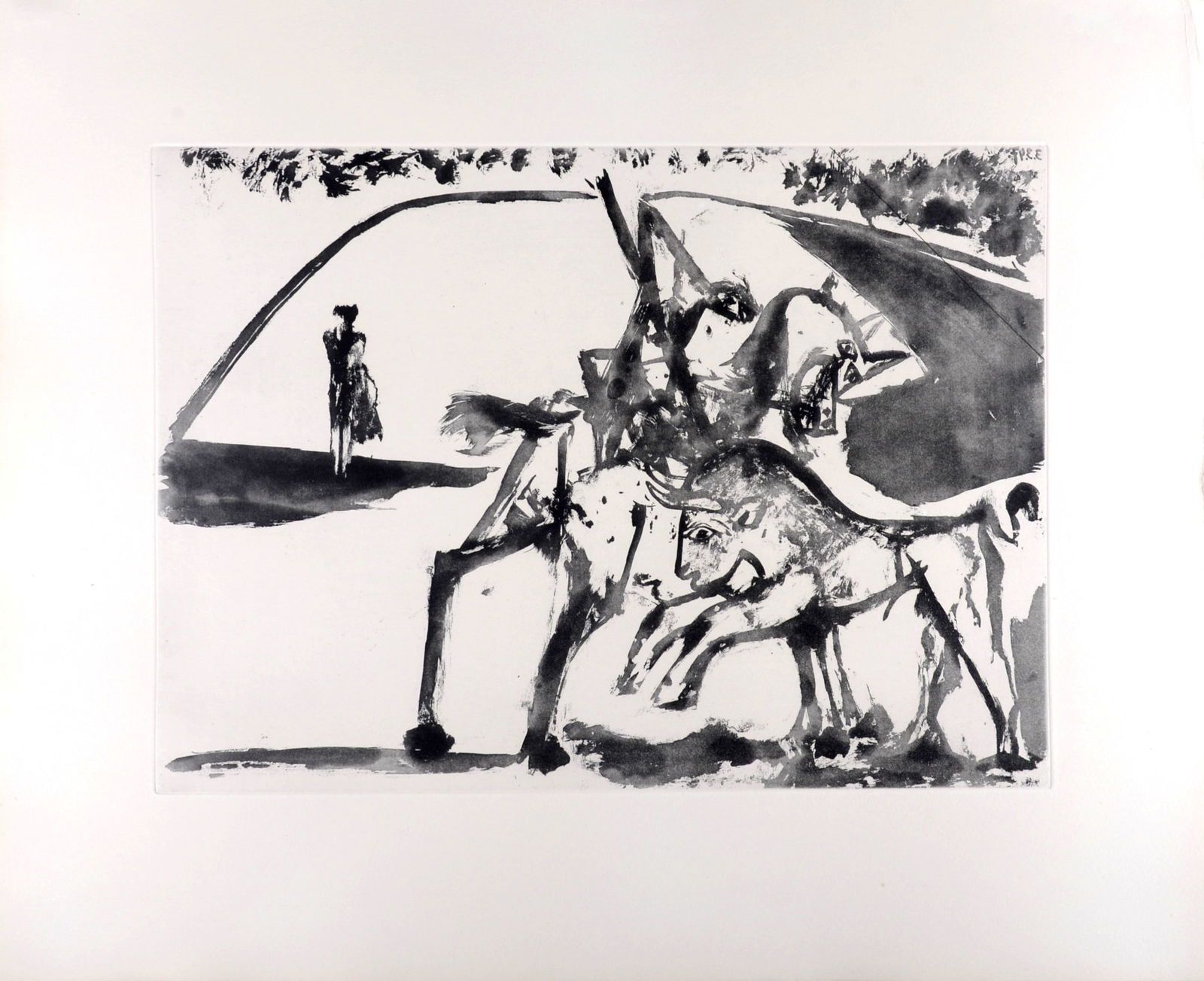 Pablo Picasso : Picador et Torero dans l'arene, 1947 (1 of 7)
