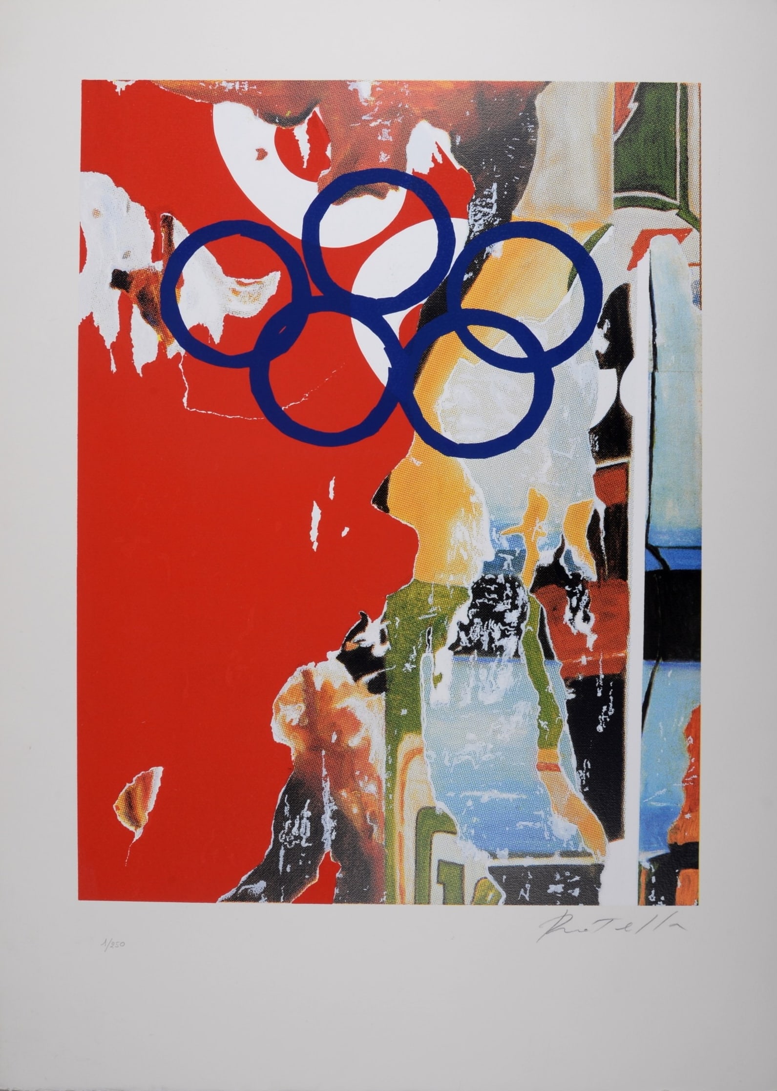 Mimmo Rotella : Olympic Rings, 1992 - Hand-signed (1 of 6)