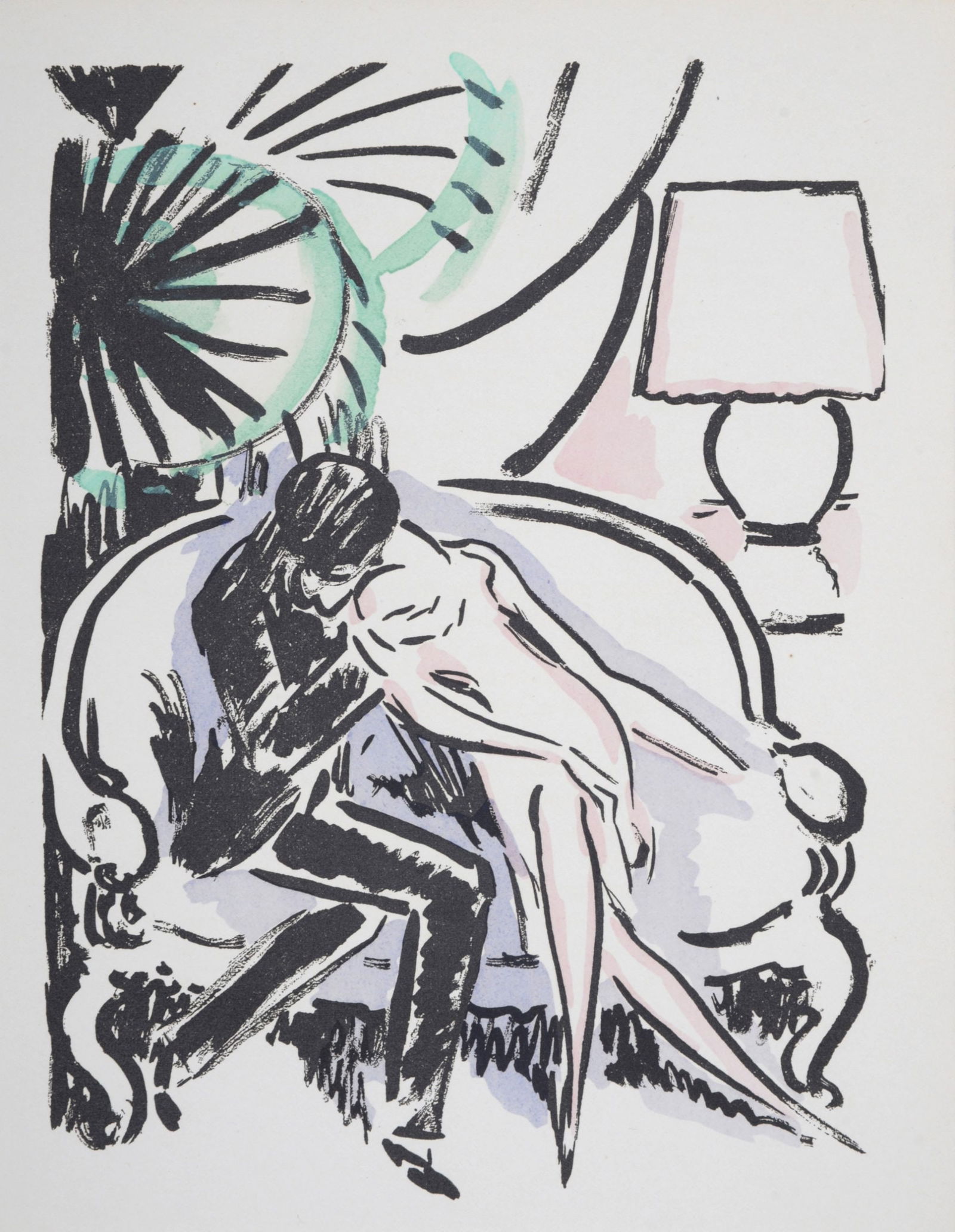 Kees Van Dongen : The Kiss, 1925: Kees Van Dongen (1877-1968)The Kiss, 1925Original pochoir on Arches paper.Dimensions:+ Size of the sheet : 24,8 x 19 cm / 9,8 × 7,5 inFrom the album "La Garconne" by Victor Marguerite, published by F