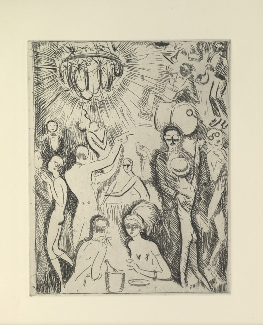 Kees Van Dongen : La boite de nuit, 1927: Kees Van Dongen (1877-1968)La boite de nuit, 1927Dimensions :+Size of the sheet : 32.2 x 24.5 cm / 12.6 x 9.6 in.From "Tableaux de Paris", a portfolio including 20 lithographs and etchings by various