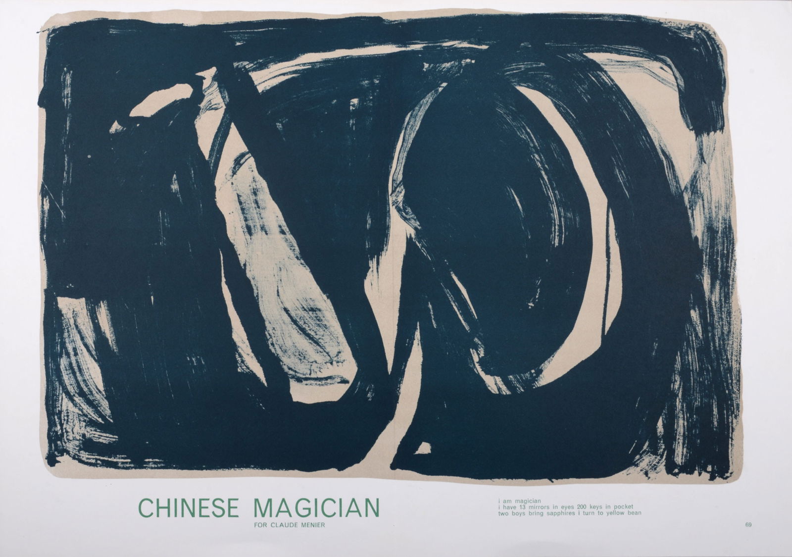 Bram Van Velde - One Cent Life : Chinese Magician, 1964: Bram Van Velde (1895-1981)Chinese Magician, 1964Original lithograph on wove paper, printed on a double page.Dimensions:+ Size of the sheet: 41 x 58 cm / 16,1 x 22.8 in.Issued from the iconic Pop-Art p
