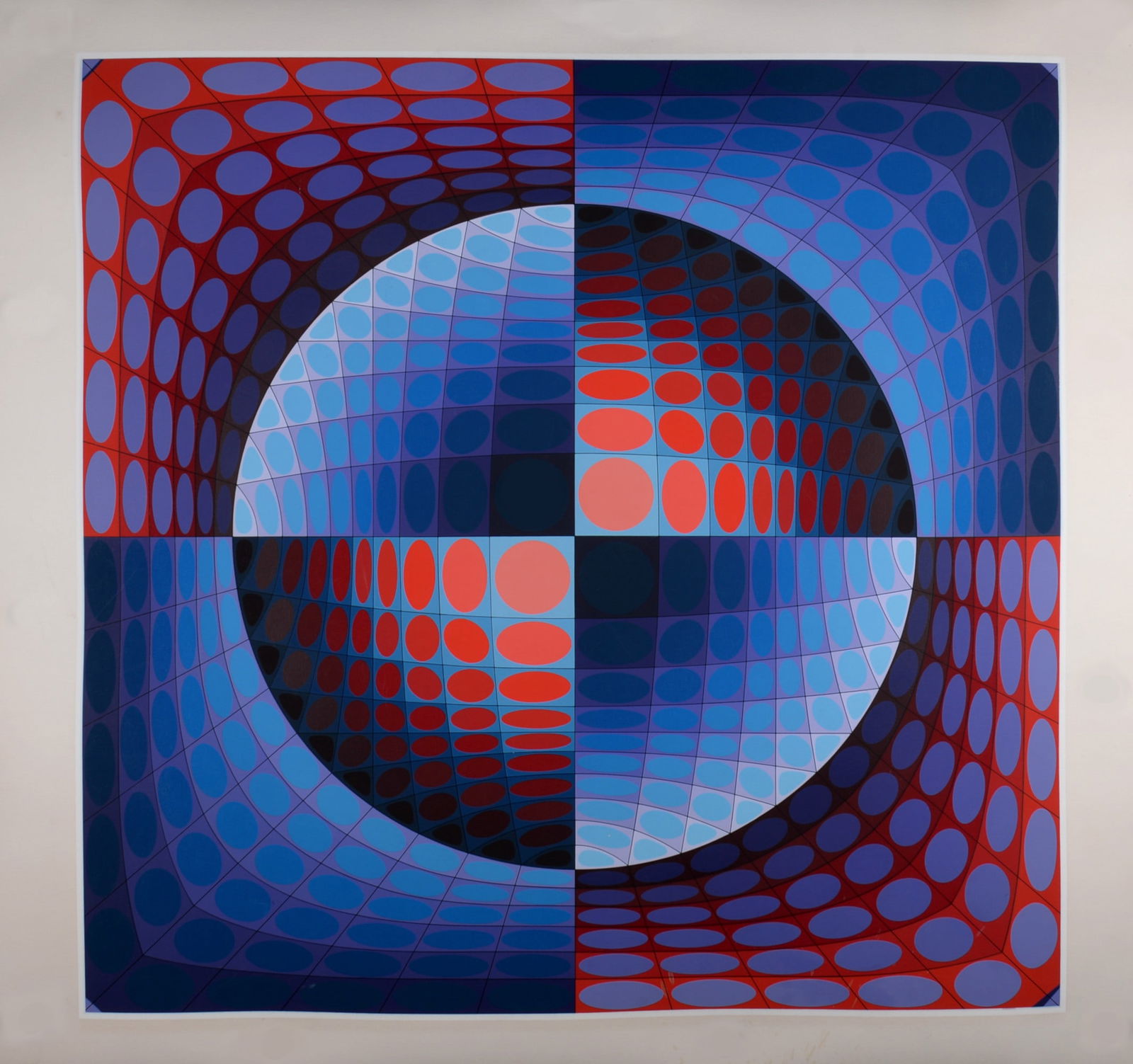 Victor Vasarely : Relat, 1978: Victor Vasarely (1906-1997) Relat, 1978 Screenprint in colors on vellum paper. Trial printer's proof, printed on both sides. With an offset lithograph in colors by Vasarely on the back. Dimensions: +