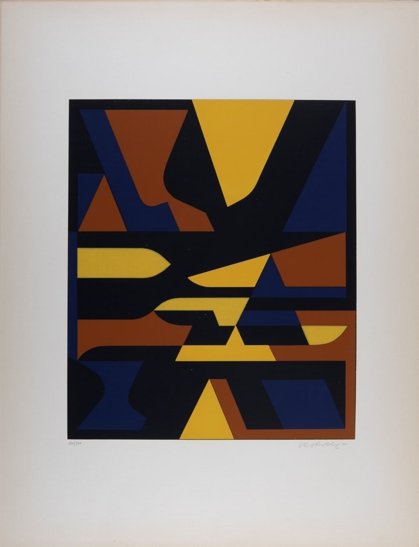 Victor Vasarely (1906-1997) : El Alto Valle, 1956: Victor Vasarely (1906-1997) El Alto Valle, 1956 Screenprint in colors on colored Bristol San Francisco paper. Hand-signed in white pencil lower right and numbered 124/130 lower left. Dimensions: +