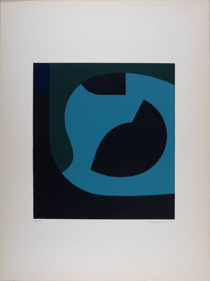 Victor Vasarely (1906-1997) : El Llano, 1956: Victor Vasarely (1906-1997) El Llano, 1956 Screenprint in colors on colored Bristol San Francisco paper. Hand-signed in white pencil lower right and numbered 124/130 lower left. Dimensions: + Size of