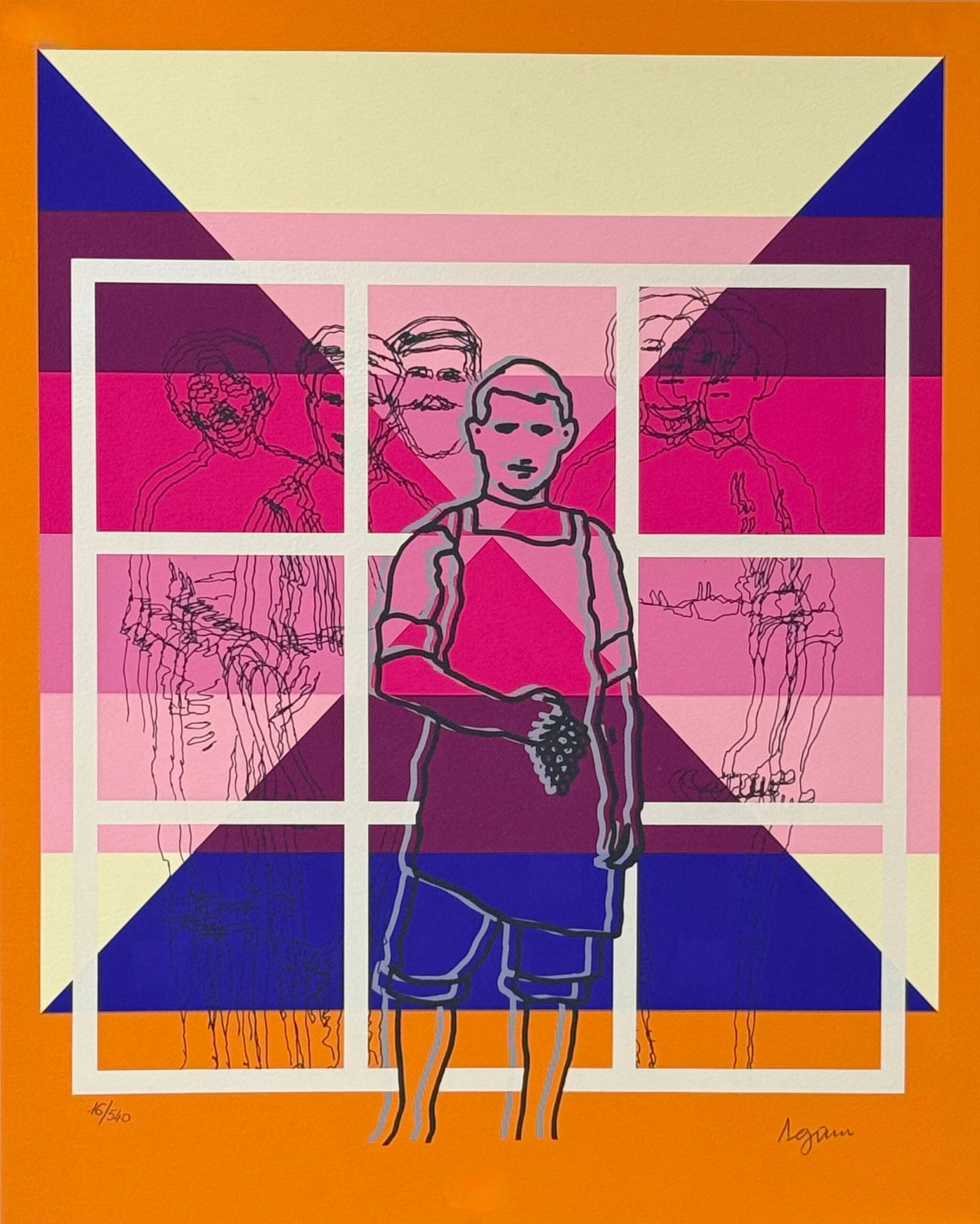 Yaacov Agam : David Ben Gurion, 1985 - Hand Signed 2: Yaacov Agam b.1928David Ben Gurion, 1985Original screenprint on paper, AgamographAgamography is a printing process pioneered by the artist, Agam, using lenticular printing to present different images