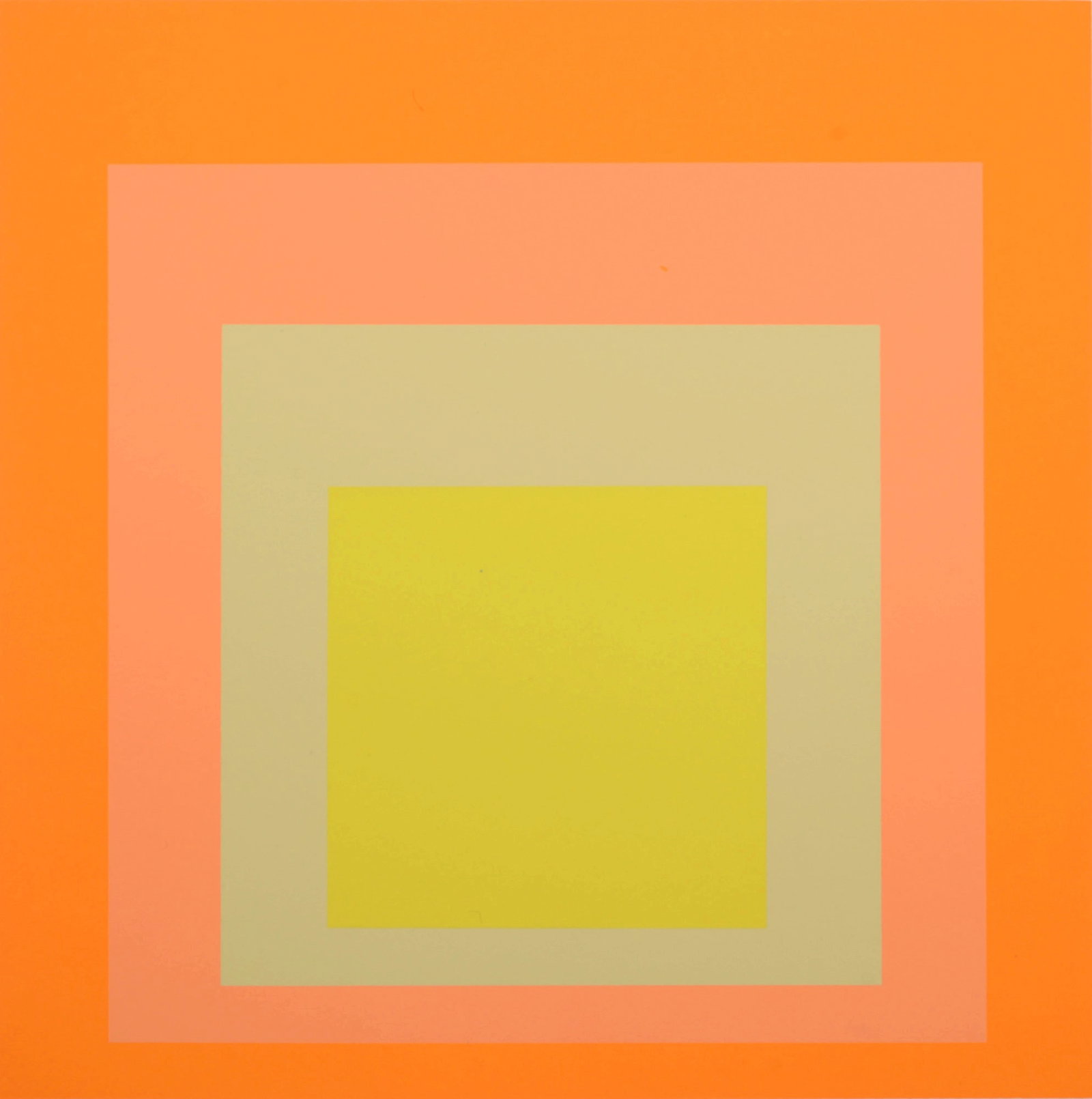 Josef Albers (After)- Homage To the Square (G), 1971: Josef Albers (After)Homage To the Square, 1971Silkscreen on wove paper.Dimensions:+ Size of the sheet: 27 x 26 cm / 10,6 x 10,2 in.+ Size of the image: 22,5 x 22,5 cm / 8,8 x 8,8 in.Issued from the po