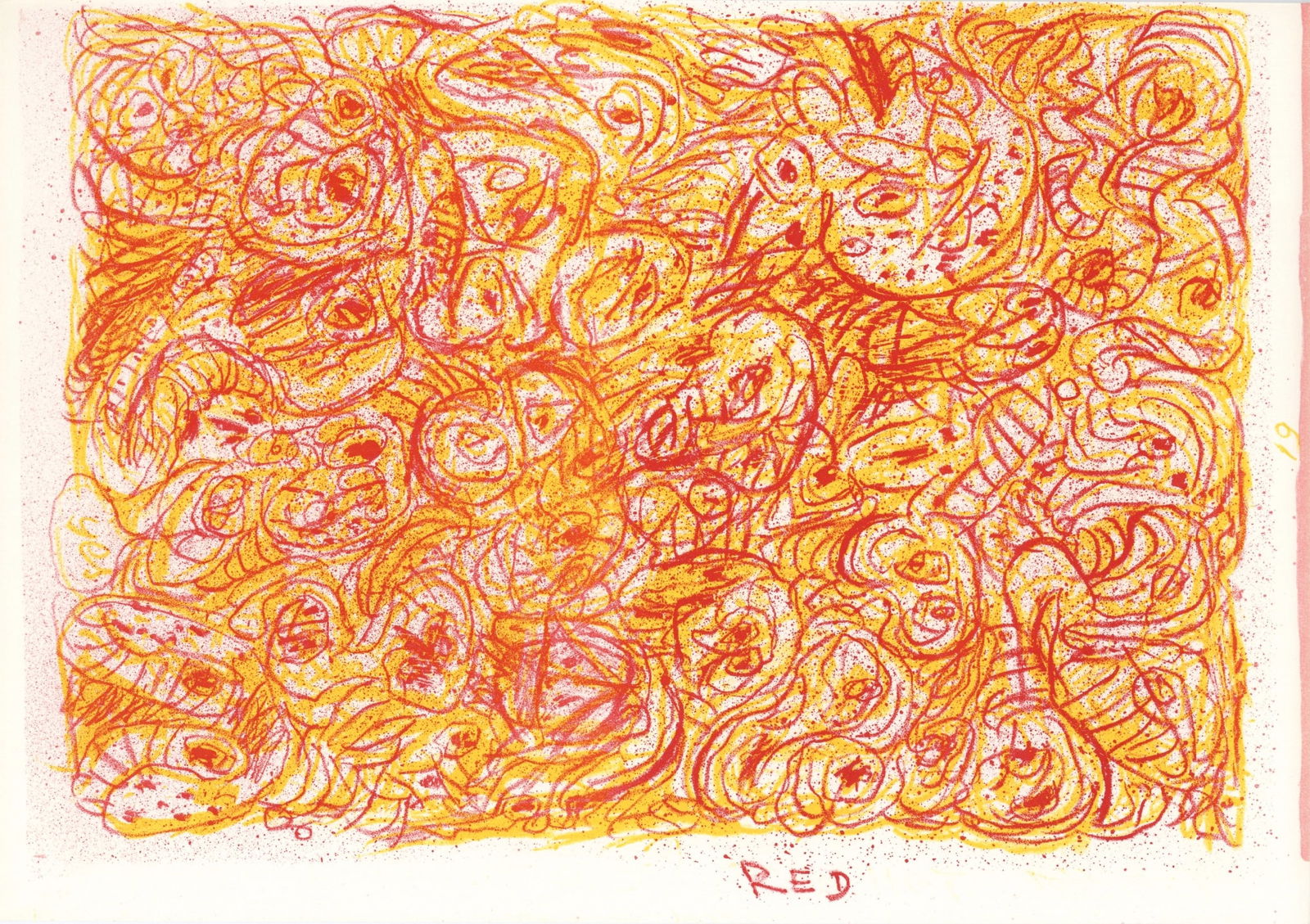 Pierre Alechinsky - Red, 1963: Pierre AlechinskyRed, 1963Lithograph on paper.Unsigned. Not numbered.Printed on the back as issued.Dimensions:+ Size of the sheet: 41 x 28,8 cm / 16,1 x 11,3 in.+ Size of the image: 39 x 27 cm / 15,3