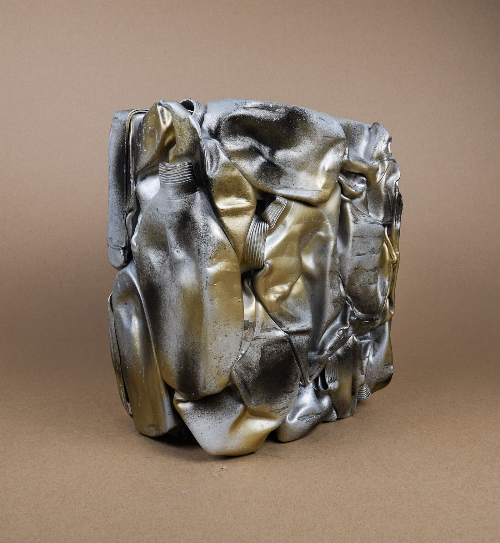Unknown Artist (in the style of Cesar) : Compression, circa 1970: Unknown Artist (in the style of Cesar)Compression, circa 1970Striking aluminum sculpture in the style of the renowned French artist Cesar.Created using compressed aluminum cans.Dimensions:+Size of the