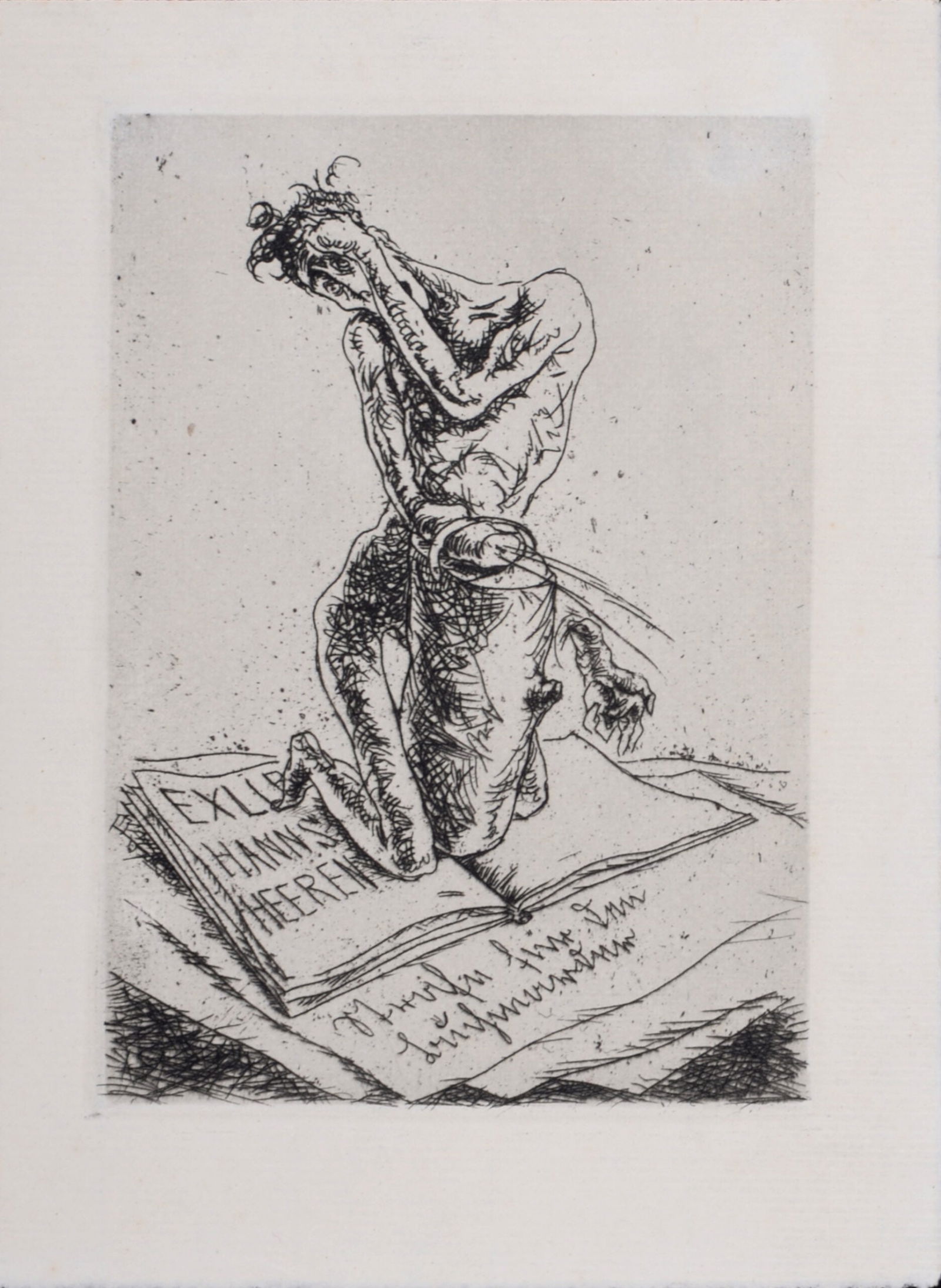 Willi Geiger - Ex Libris Hanns Heeren: Willi Geiger (1878-1971)Ex Libris Hanns HeerenEtching on Verge paper.Ex Libris.Dimensions:+ Size of the sheet: 17 x 12,5 cm / 6,6 x 4,9 in.+ Size of the image: 13 x 9,5 cm / 5,1 x 3,7 in. Shipping &