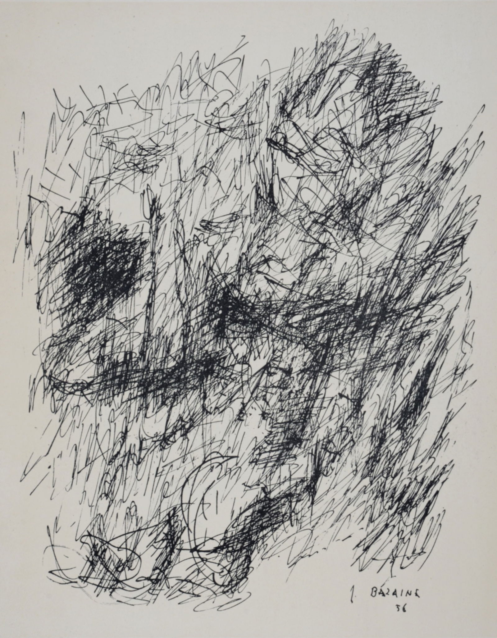 Jean Bazaine - Composition, 1956: Jean Bazaine (1904-2001)Composition, 1956Lithograph on wove paper.Signed and dated on the plate lower right margin.First edition.Dimensions:+ Size of the sheet: 37,5 x 27,5 cm / 14,7 x 10,8 in.+ Size