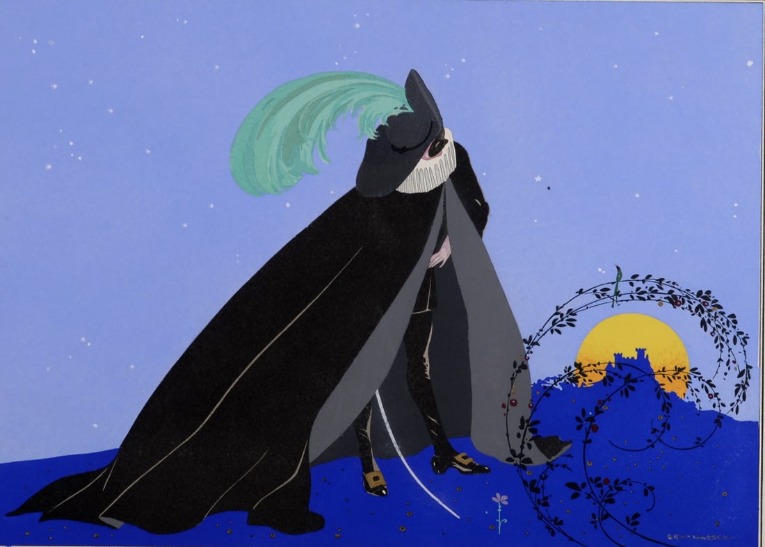 Umberto Brunelleschi - Scaramouche, 1914: Umberto Brunelleschi (1879-1949)Scaramouche, 1914 Original large etching printed in black ink and pochoir in color ink on wove paper, plate signed.Size of the edition: 415Dimensions :+ Size of the she