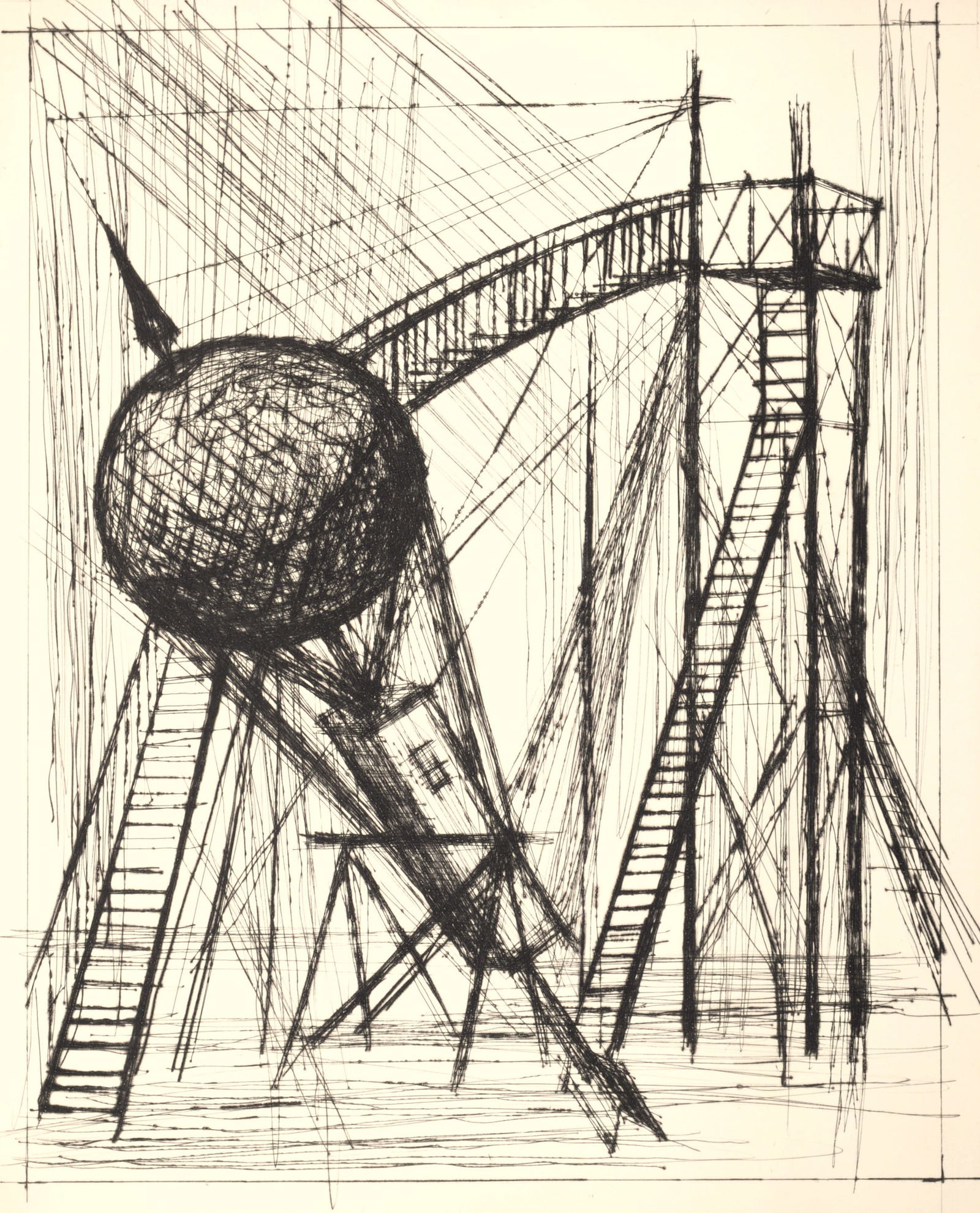 Bernard Buffet - Voyages fantastiques de Cyrano de Bergerac, 1958: Bernard Buffet (1928-1999)Voyages fantastiques de Cyrano de Bergerac, 1958Original etching (drypoint) on Velin paper.Edition of 281.Dimensions:+ Size of the sheet: 40.7 x 32.5 cm / 16 x 12.8 in.From "