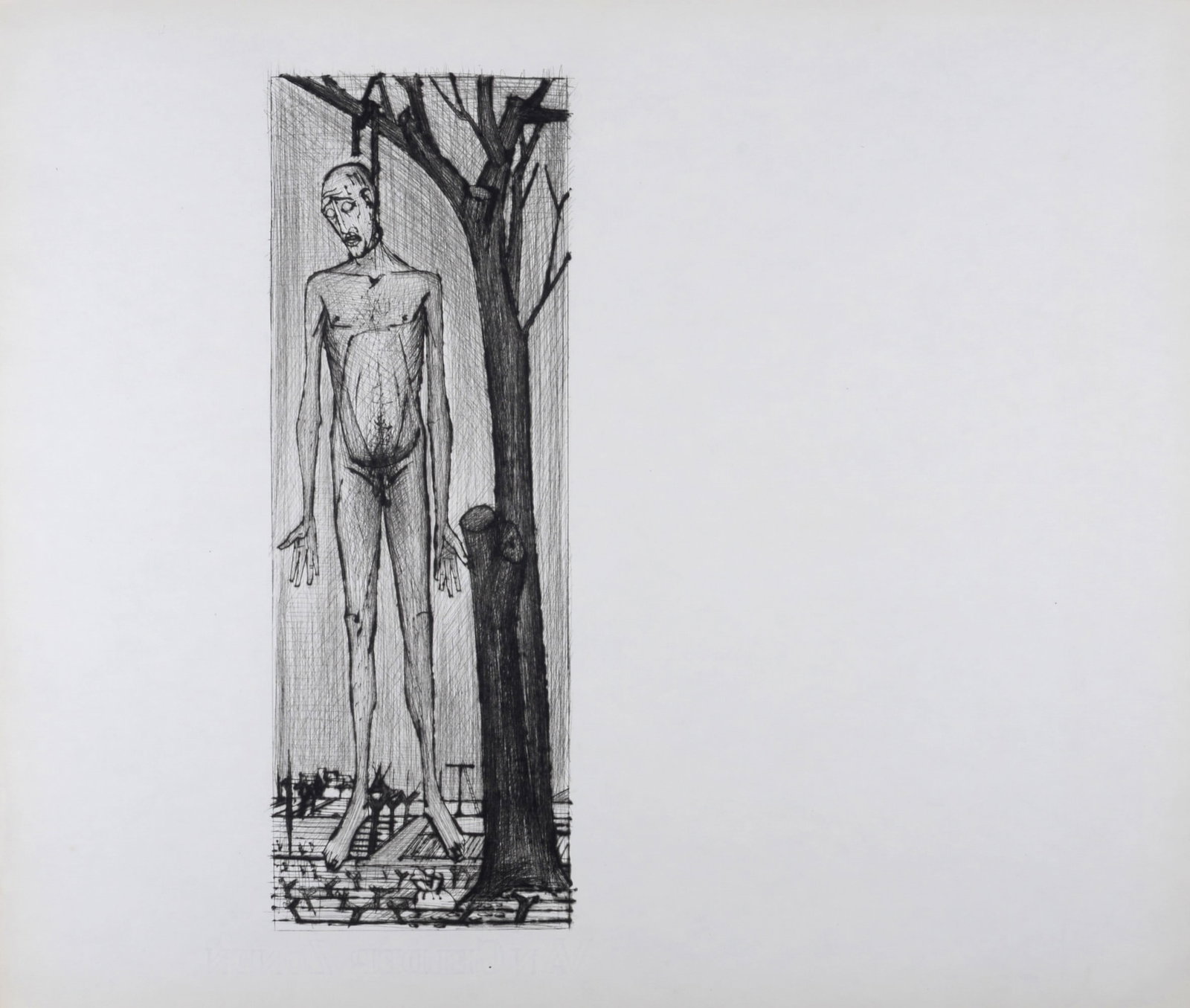 Bernard Buffet : Le Suicide de Judas, La Passion du Christ, 1954: Bernard Buffet (1928-1999)Le Suicide de Judas, La Passion du Christ, 1954Etching (drypoint) on Hollande van Gelder paper.With Van Gelder Zonen watermark lower margin.Dimension :+ Size of the sheet : 4