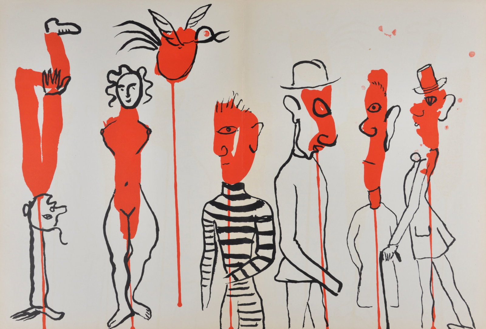 Alexander Calder : Criminel au milieu, 1966: Alexander Calder (1898-1976)Criminel au milieu, 1966Lithograph in colors printed on a double pageDimensions:+Size of the sheet: 38 x 56 cm / 15 x 22 cmFrom "Derriere le Miroir" Art issue n°156Printed