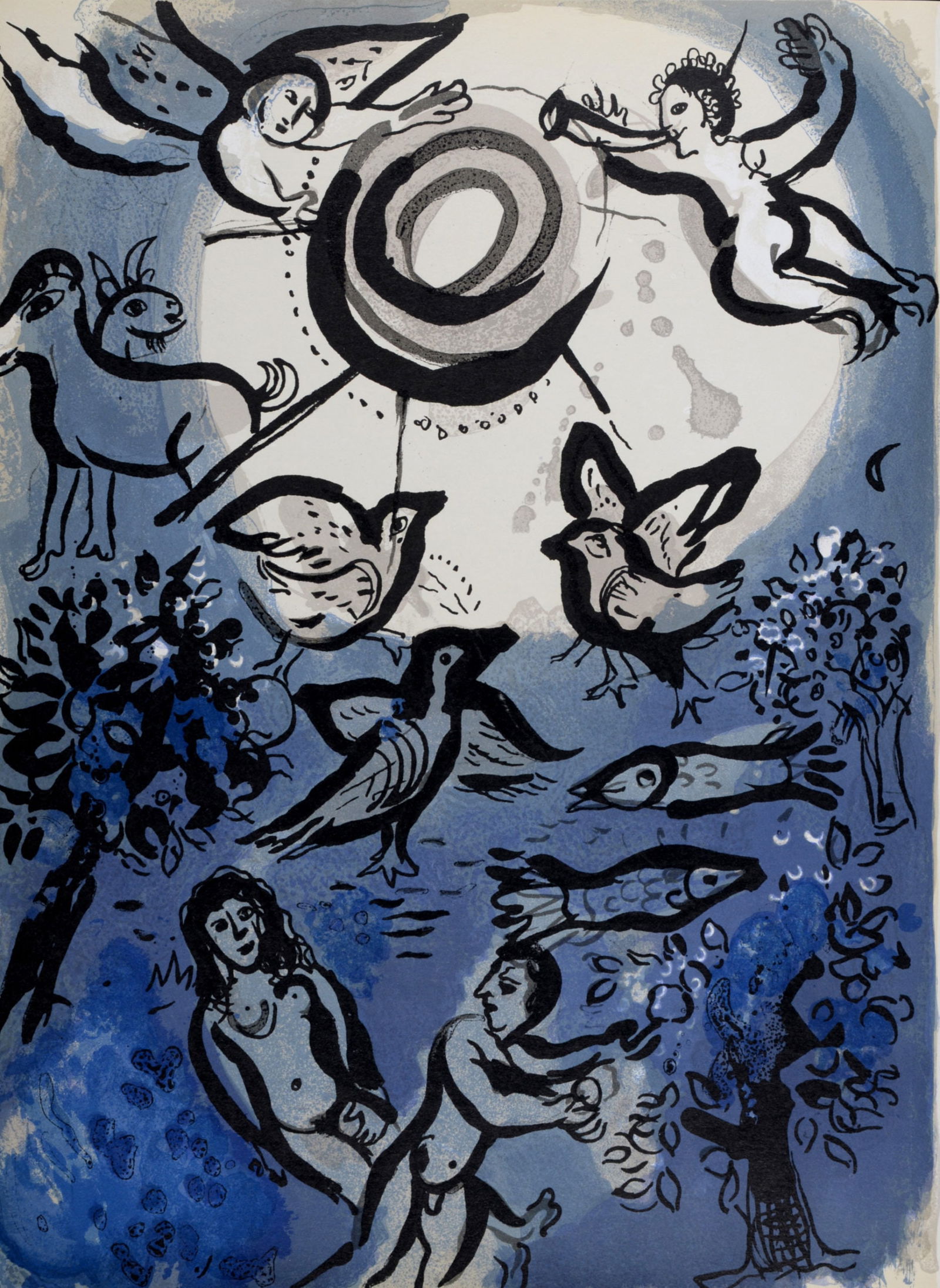 Marc Chagall : Creation, 1960: Marc Chagall (1887-1985)Creation, 1960Lithograph on wove paper.Dimensions:+ Size of the sheet: 35,5 x 26 cm / 13,9 x 10,2 in.From "Verve" issue (vol. X, n°37 et 38), published under the name "Dessins