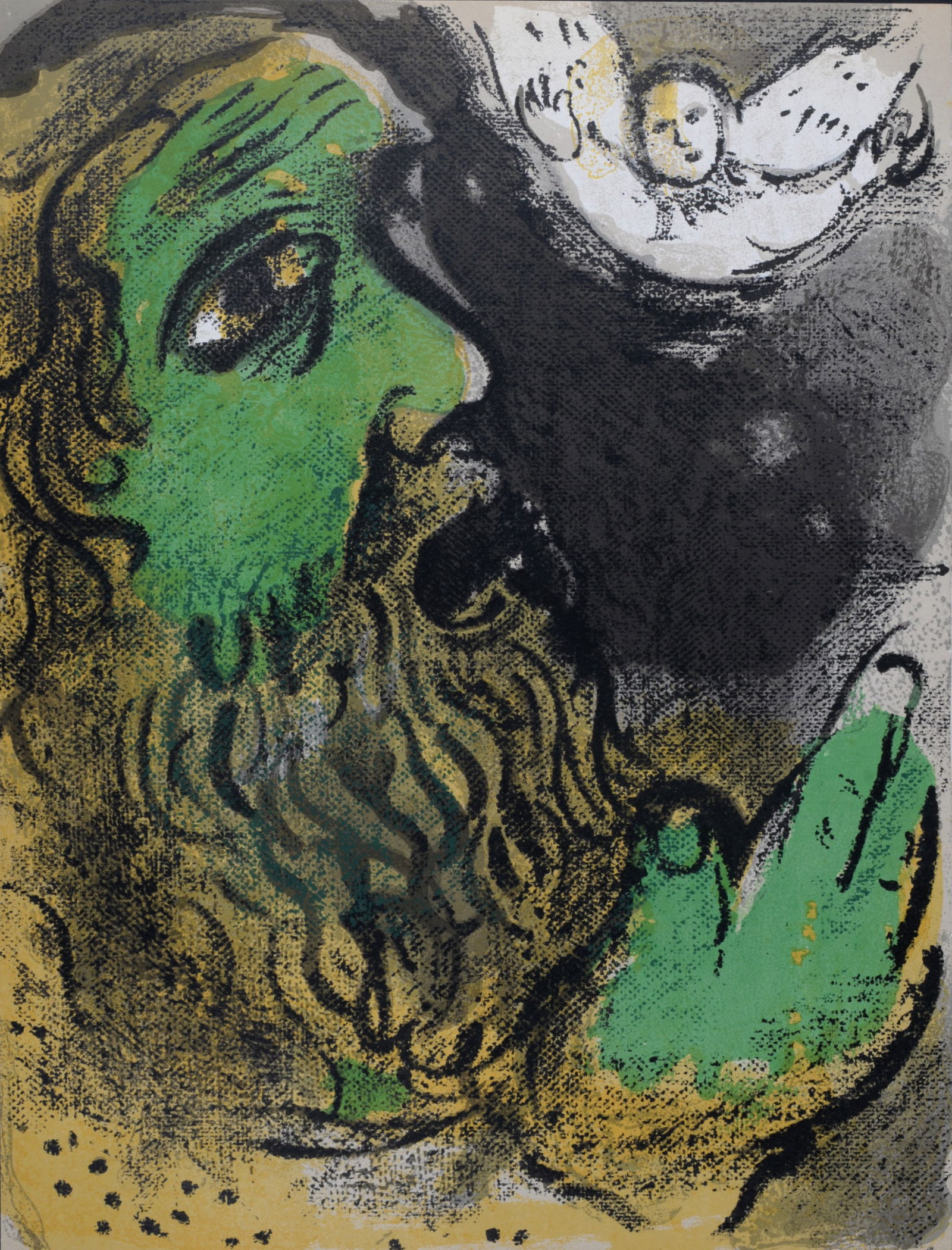 Marc Chagall : Job en priere, 1960: Marc Chagall (1887-1985)Job en priere, 1960Lithograph on wove paper.Dimensions:+ Size of the sheet: 35,5 x 26 cm / 13,9 x 10,2 in.From "Verve" issue (vol. X, n°37 et 38), published under the name "De