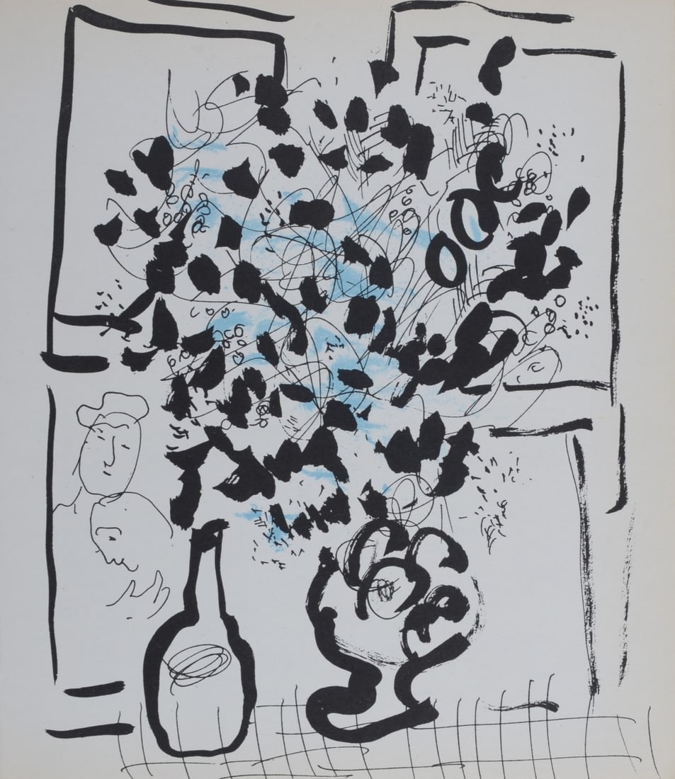 Marc Chagall (1887-1985) : Le bouquet noir et bleu, 1957 (1 of 4)