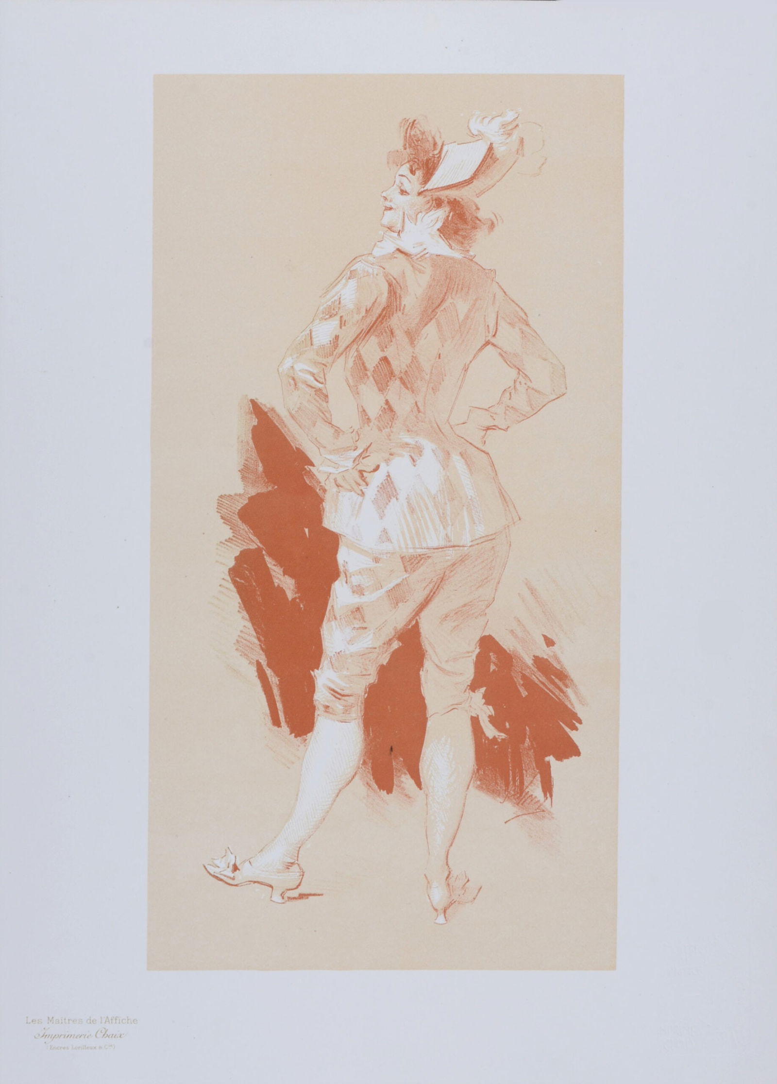 Jules Cheret : Les Maitres de l'Affiche - Harlequin, 1896: Jules Cheret (1836-1932)Harlequin, 1896Lithograph on Japan paper.Signed on the plate.Blind stamp "Les Maitres de l'Affiche, Imprimerie Chaix" on the bottom right corner.Dimensions :+ Size of the sheet