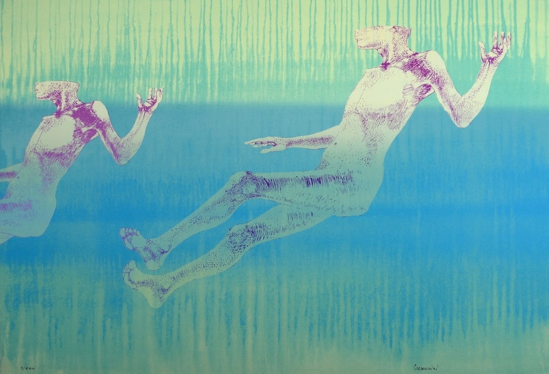 Leonardo Cremonini : Composition, 1992 - Hand-signed: Leonardo Cremonini (1925 - 2010)Composition, 1992.Large serigraph in colors on Arches paper.Hand-signed at the bottom right of the image.Hand-numbered 1/250 at the bottom left of the image.With the Ol